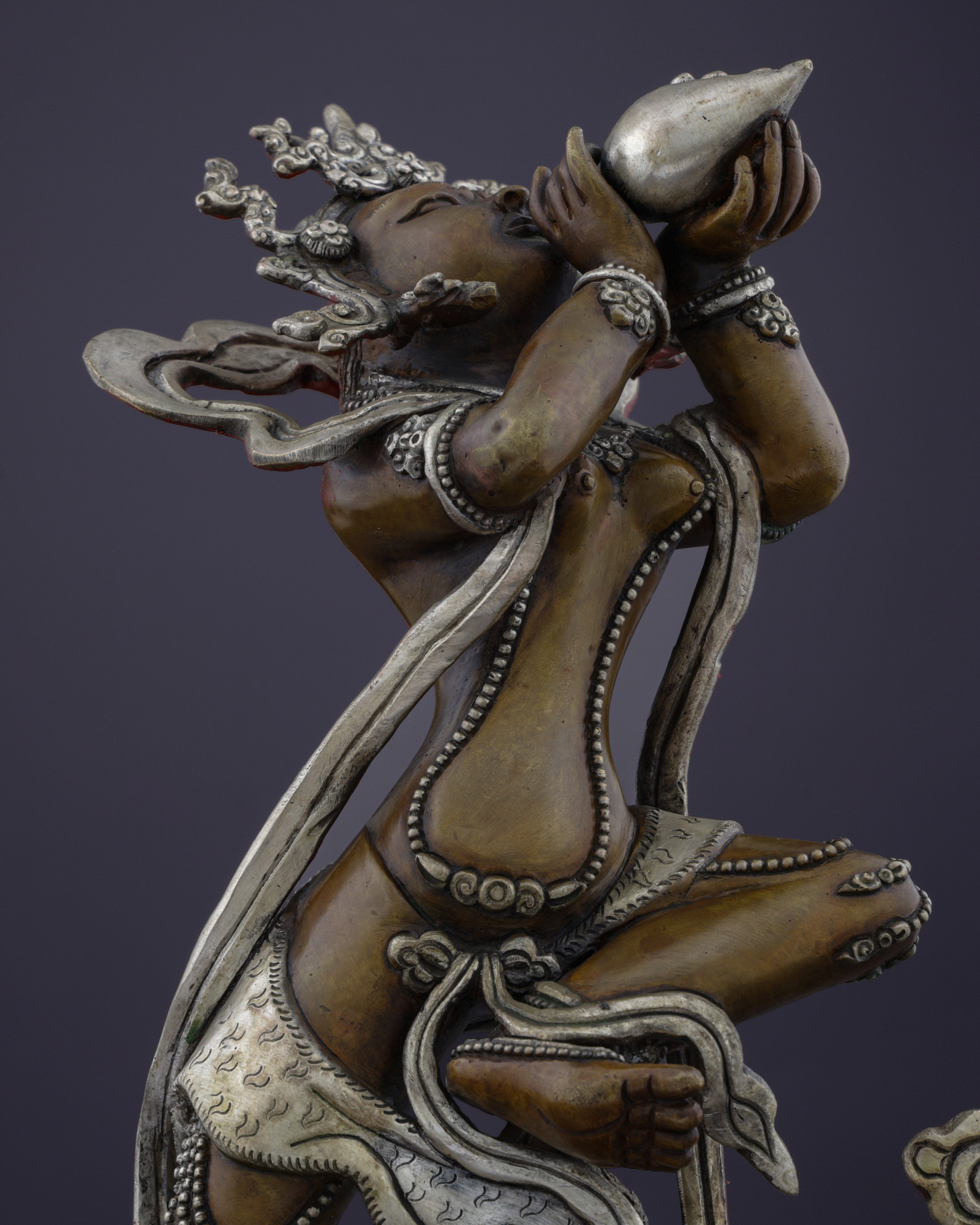 The Celestial Sky Dancer | Nepalese Handmade Oxidized Tantric Dakini Statue