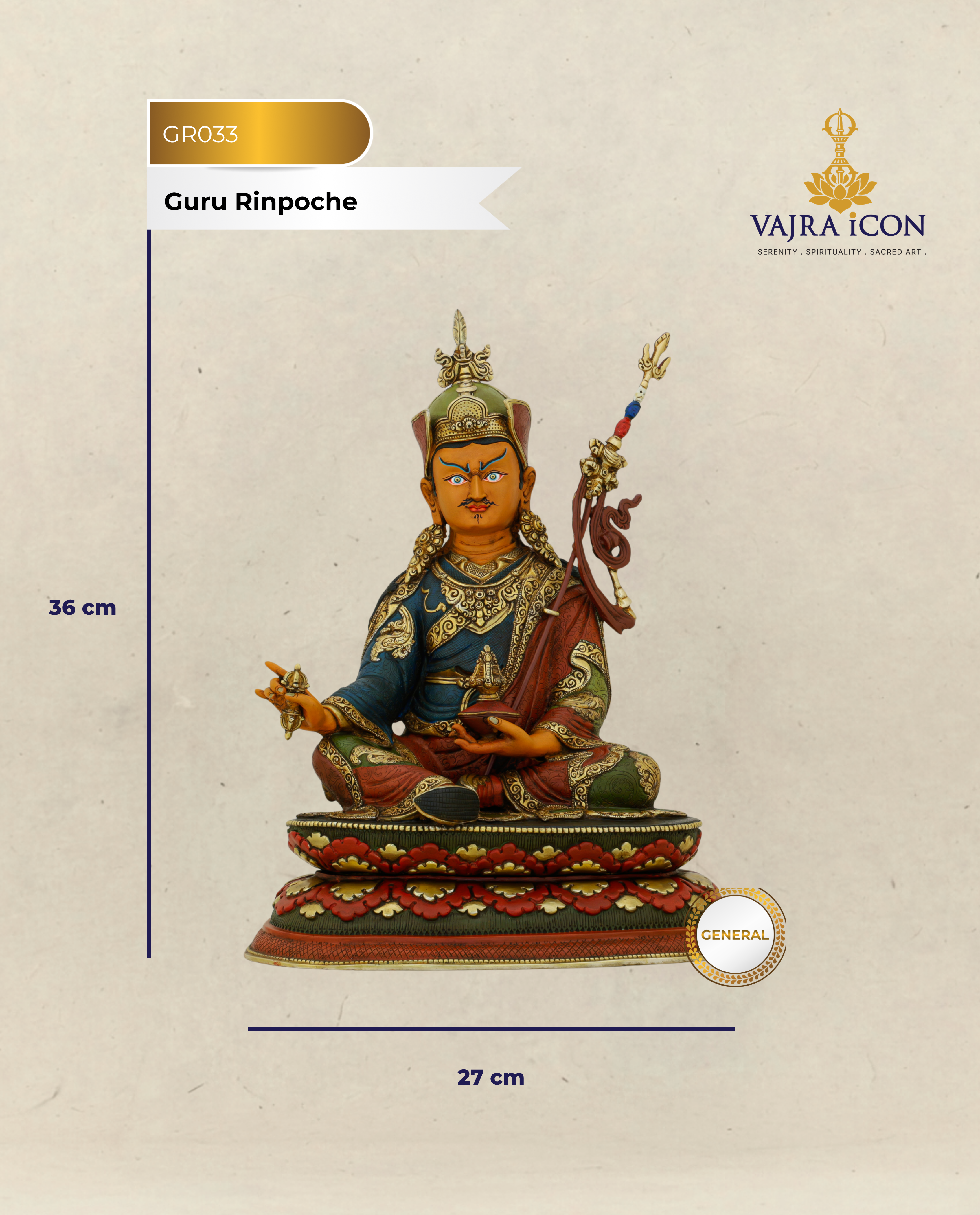 His Eyes Have Seen Every Demon Fall | Hand Painted Guru Rinpoche Statue