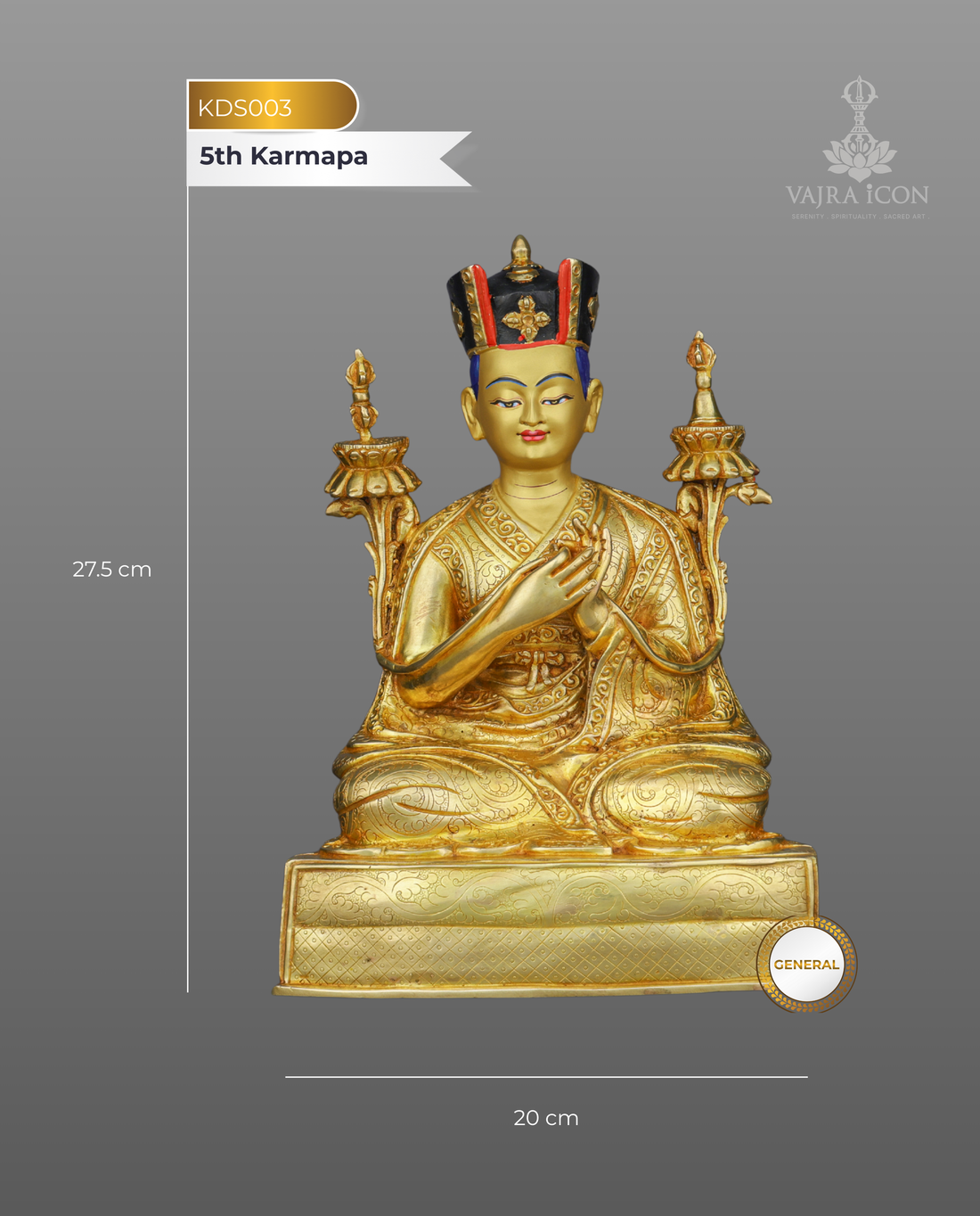 Divine Vision | Handcrafted 5th Karmapa Deshin Shekpa Statue