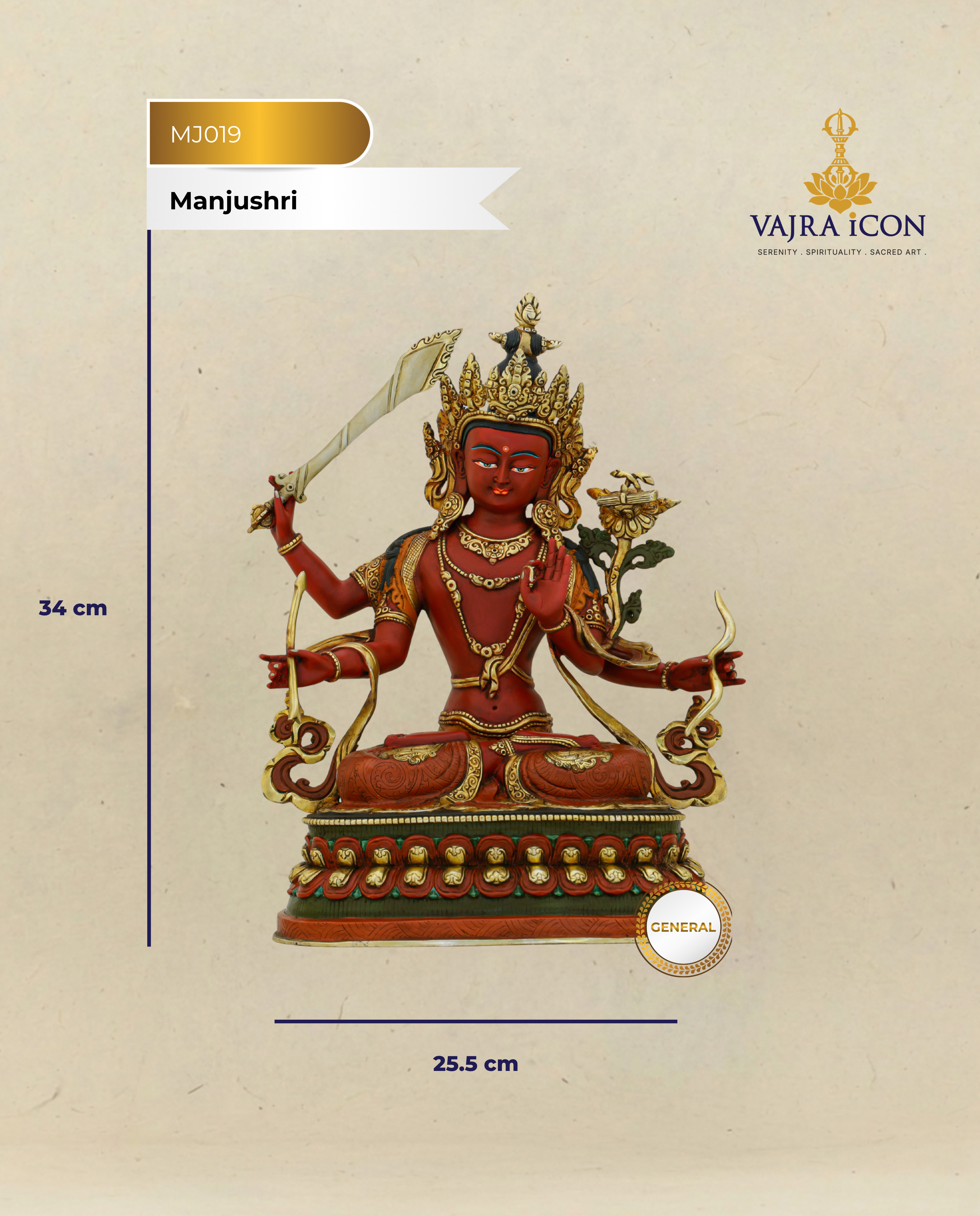 Red as Fire, Sharp as Truth | Six-Armed Manjushri From Nepal