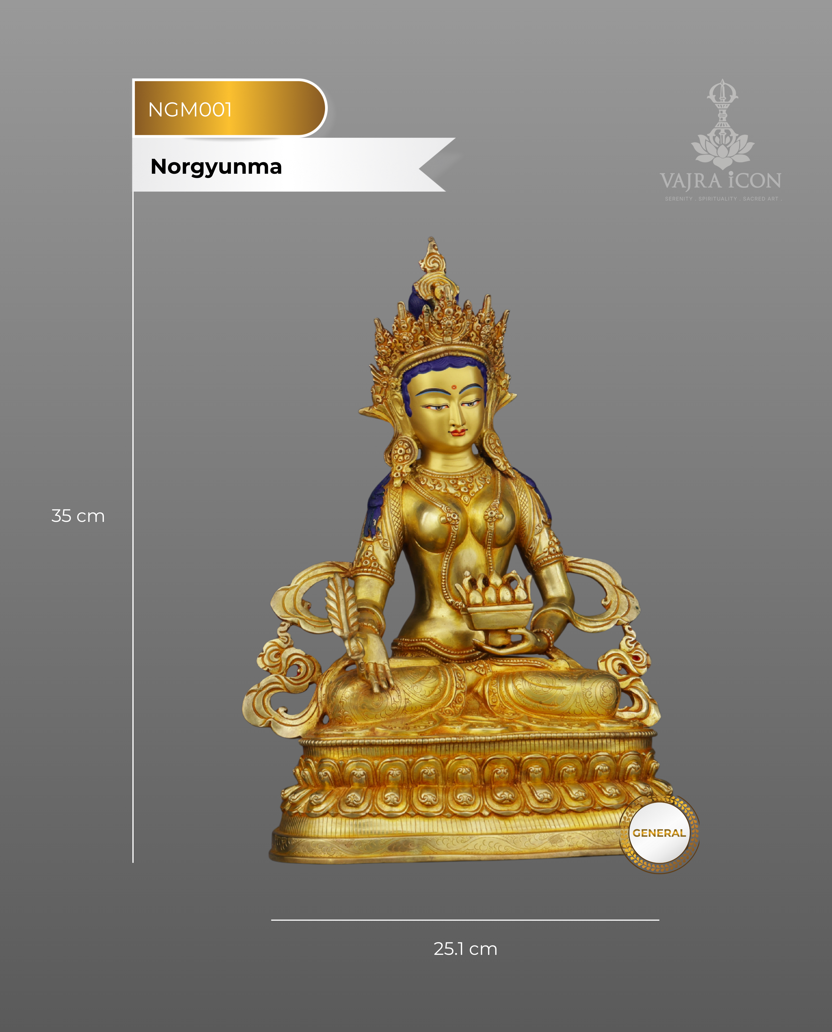 Norgyünma Statue | Handcrafted Golden Goddess of Healing and Prosperity