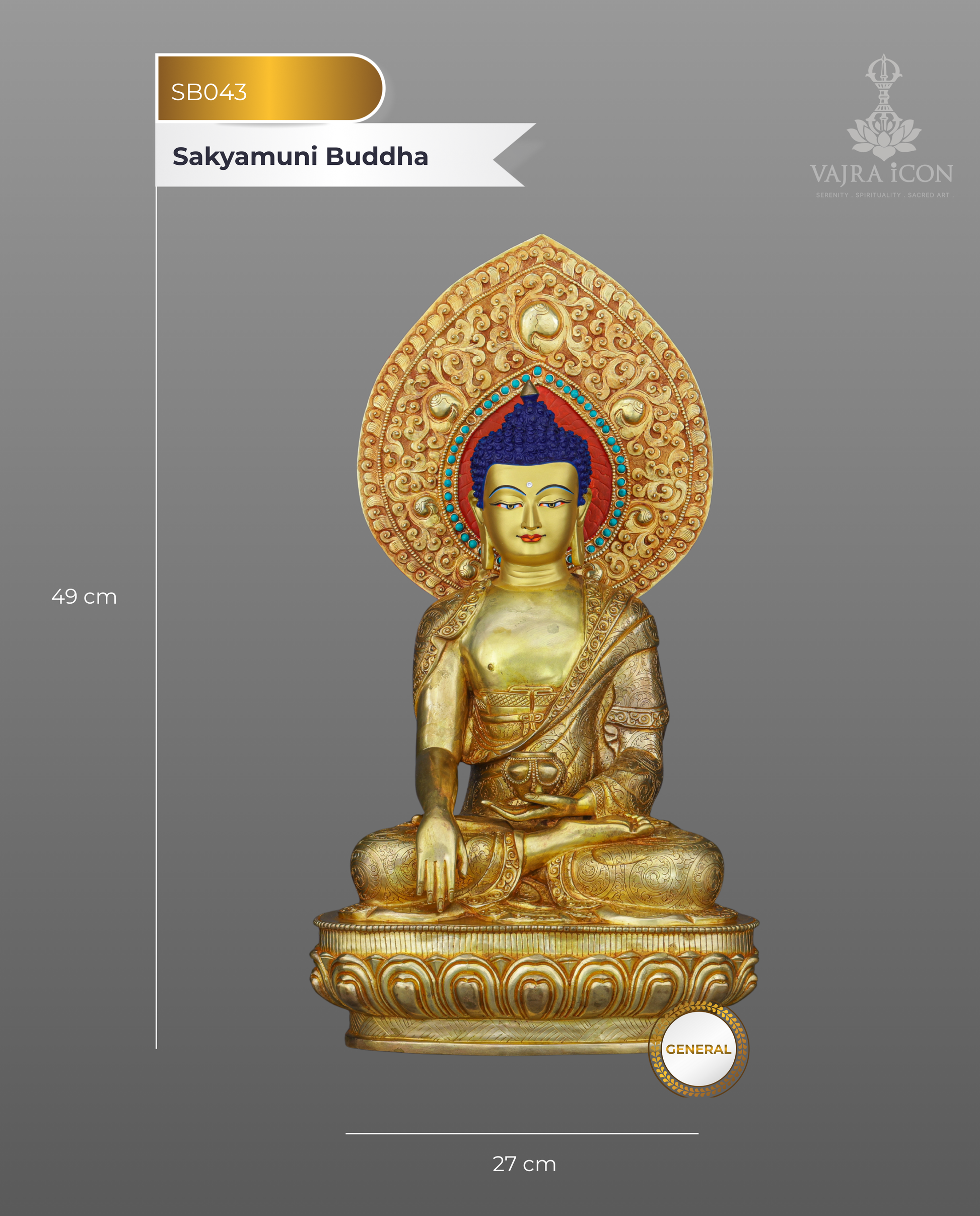 Magnificent Sakyamuni Buddha Statue | Nepalese Heritage in Pure Gold - Authentic Handcrafted Statue