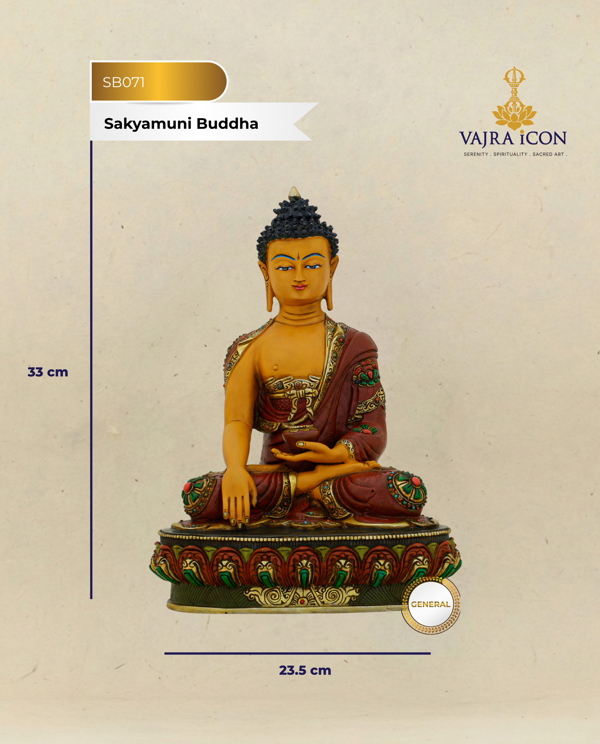 Warm as the Sun That Never Sets | Hand Painted Sakyamuni Buddha Statue - Authentic Handcrafted Statue