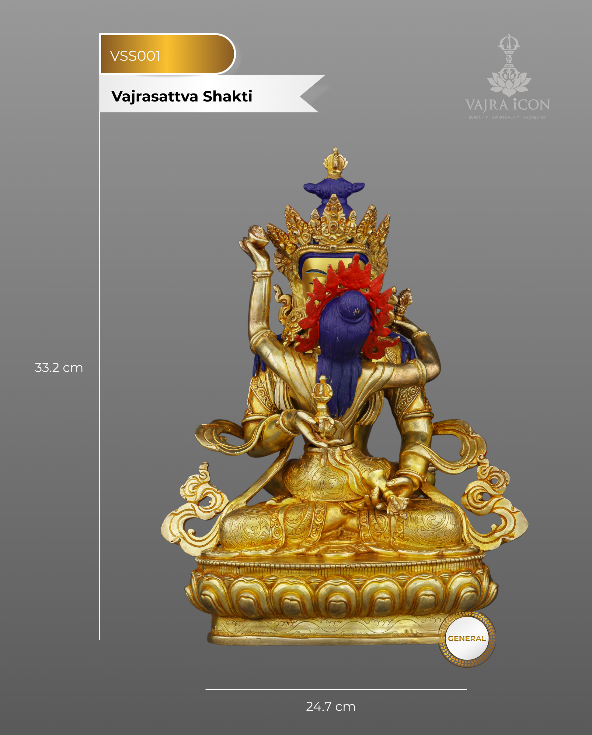 Purity Embodied | Magnificent 24K Gold Vajrasattva Shakti Statue from Nepal - Authentic Handcrafted Statue