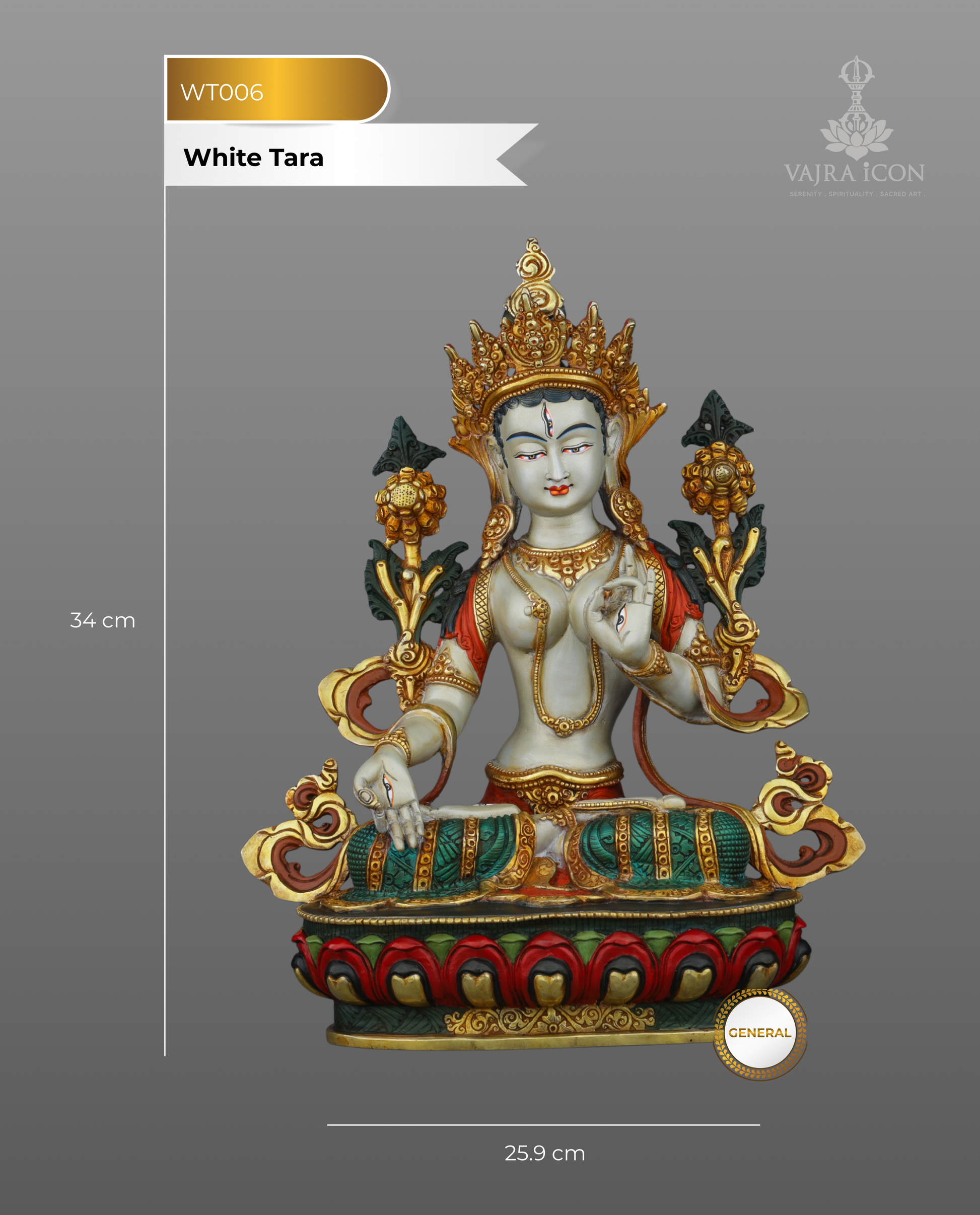 Eternal Compassion | Exquisite Nepalese White Tara Statue with Seven Eyes - Authentic Handcrafted Statue