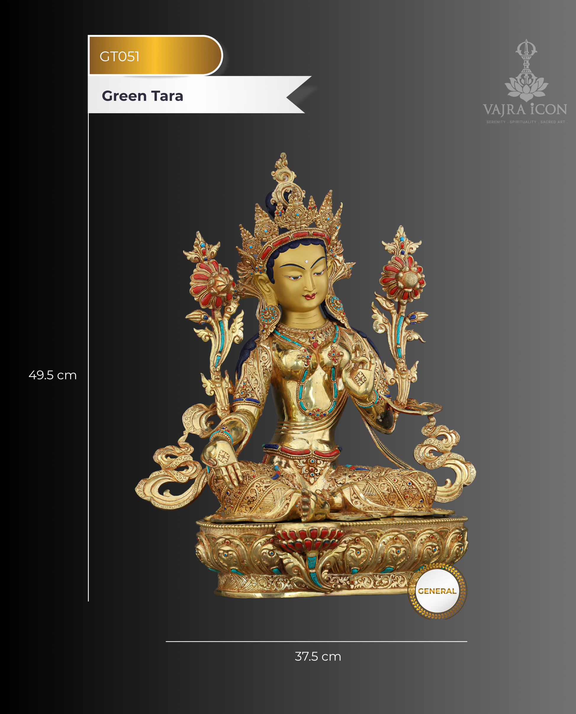 Green Tara Statue | The Golden Mother of Swift Compassion, Handcrafted in Nepal - Authentic Handcrafted Statue