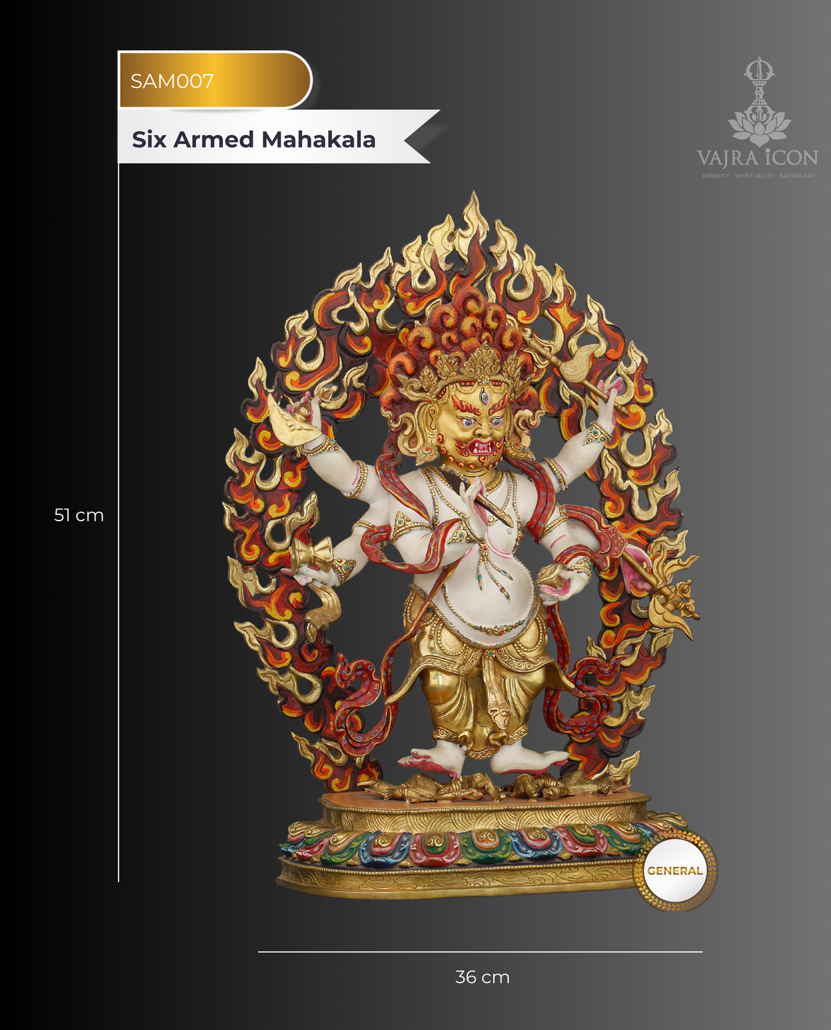 Wrathful and White | The Six-Armed Mahakala Statue That Guards Your Path with Fierce Compassion - Authentic Handcrafted Statue