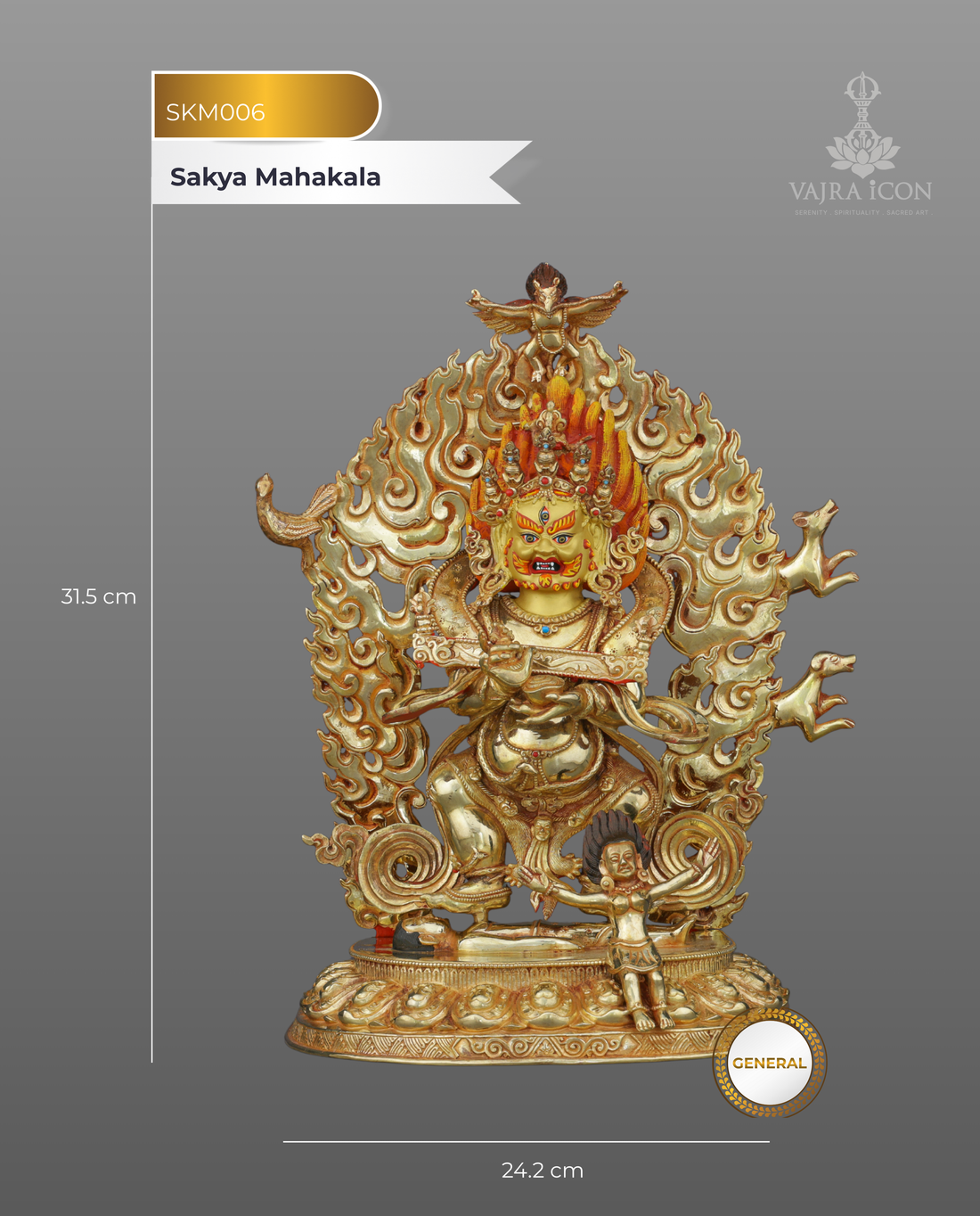 Wrathful Protector of the Path | Sakya Mahakala in Radiant Golden Ferocity