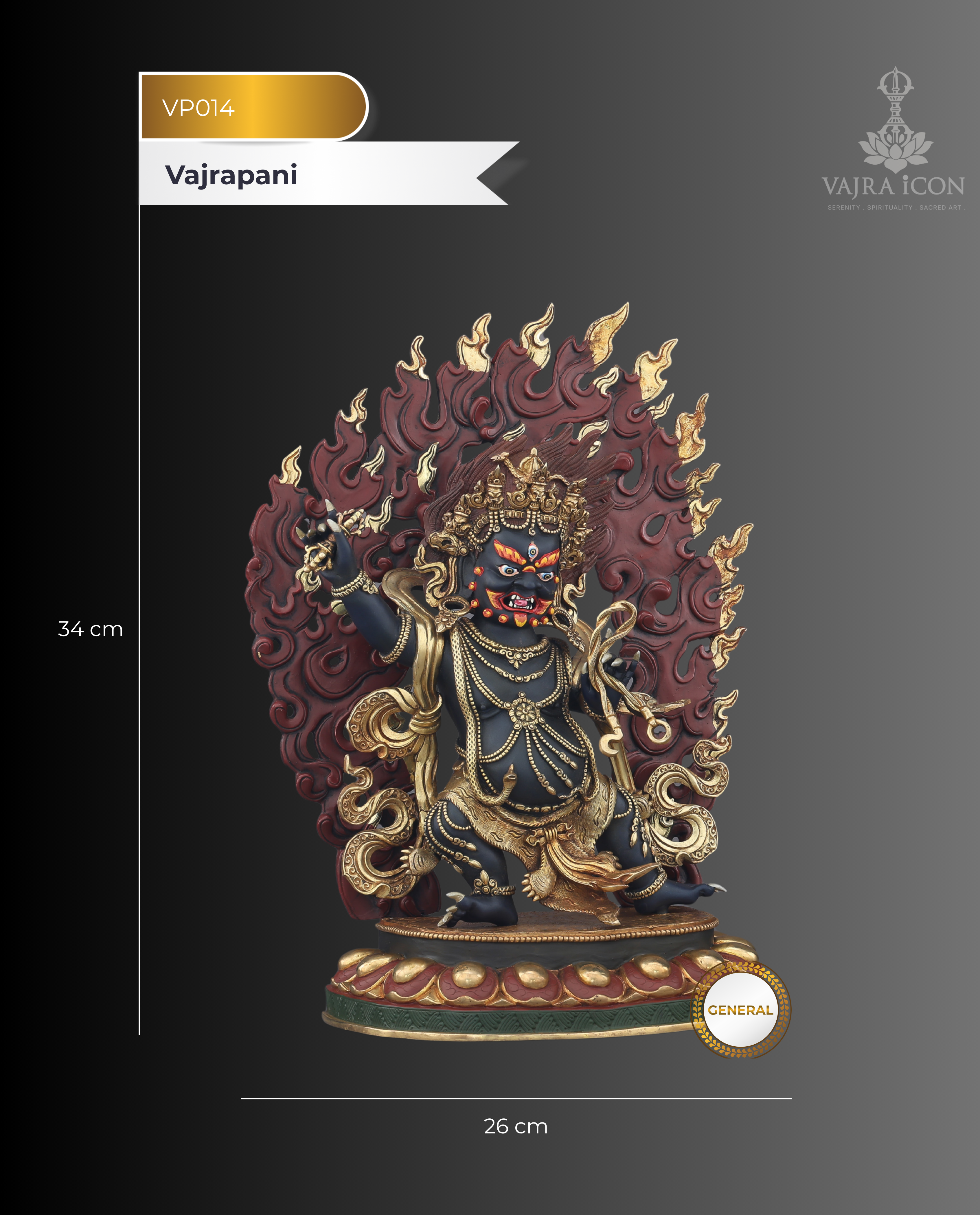 Vajrapani Statue | The Thunder-Wielding Guardian of Enlightened Power, Handcrafted in Nepal