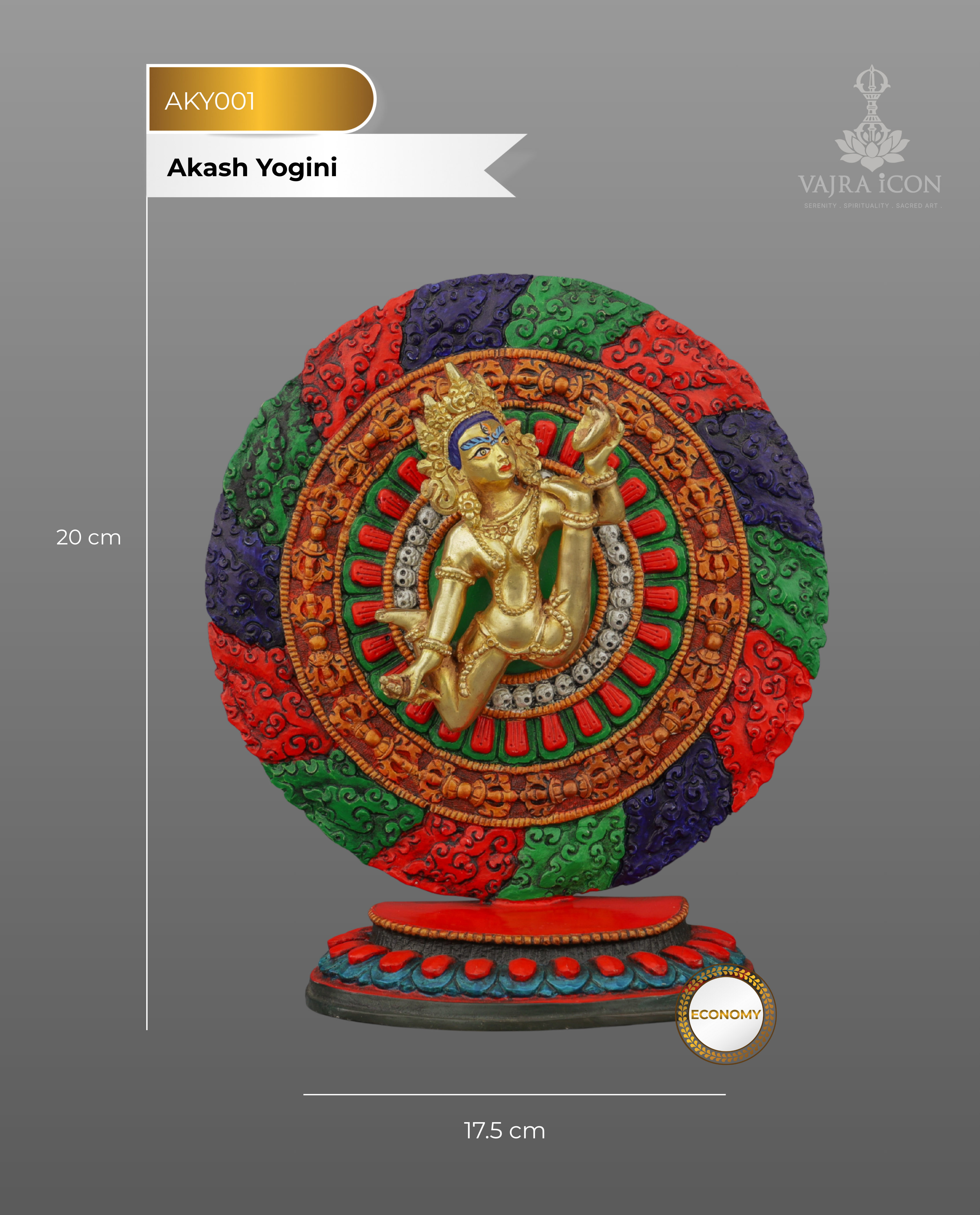 Akash Yogini Statue | Sacred Dance of Celestial Wisdom in 24K Gold