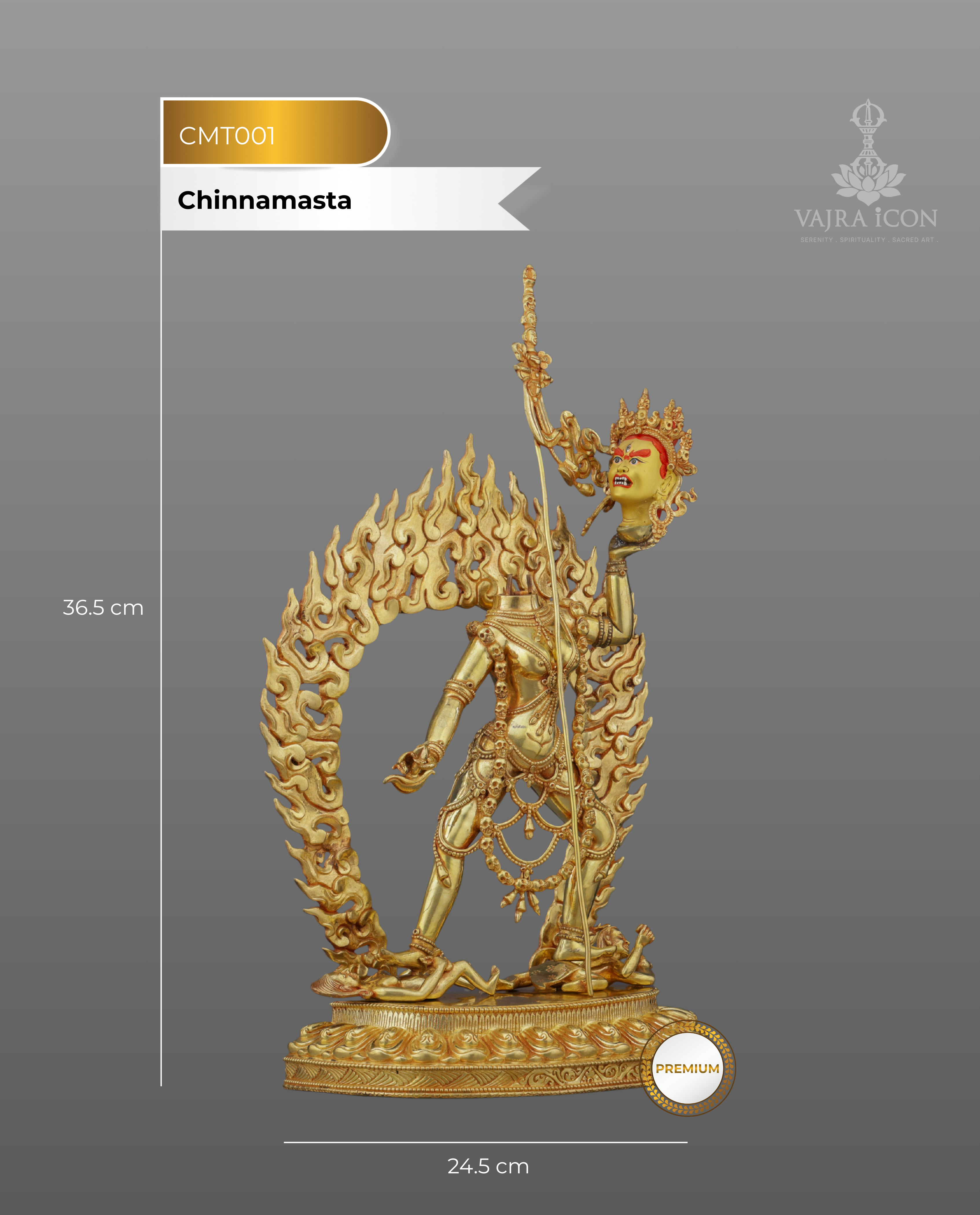 Chinnamasta Statue | Golden Embodiment of Transcendent Wisdom and Self-Sacrifice
