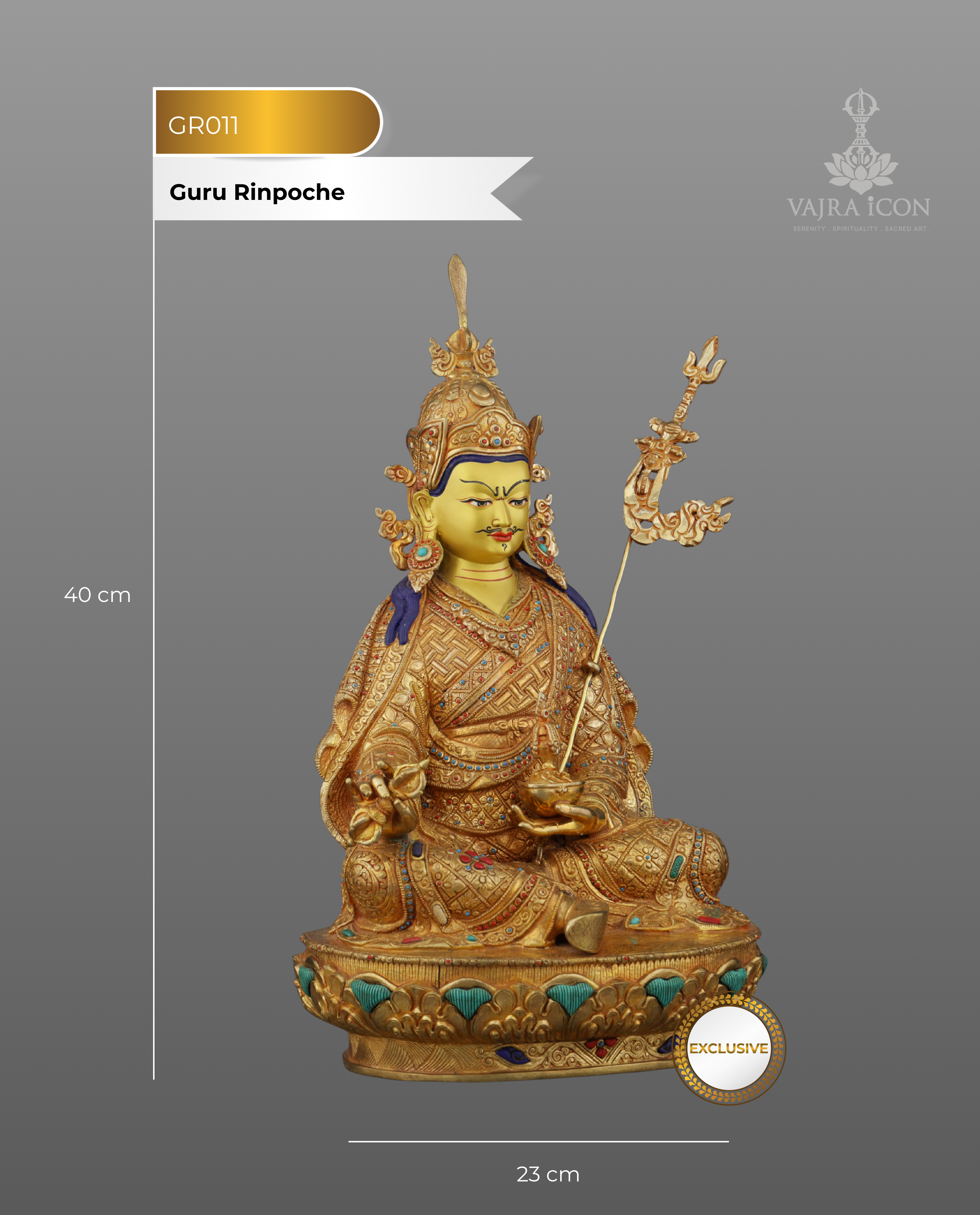 Exquisite 24K Gold Gilded Guru Rinpoche Statue | A Masterpiece of Nepalese Sacred Art