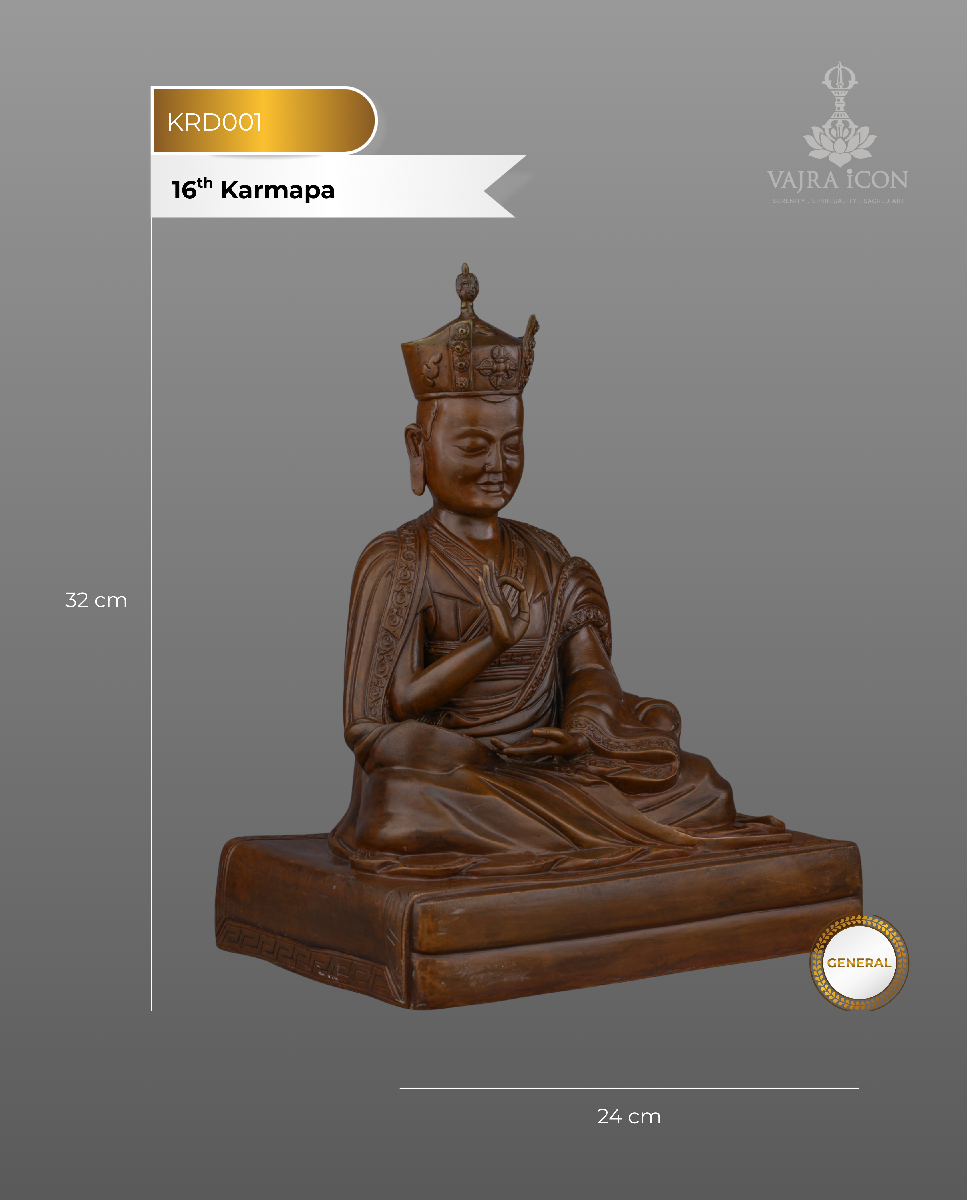Timeless Oxidized 16th Karmapa Statue | A Living Legacy of Tibetan Buddhism's Great Master