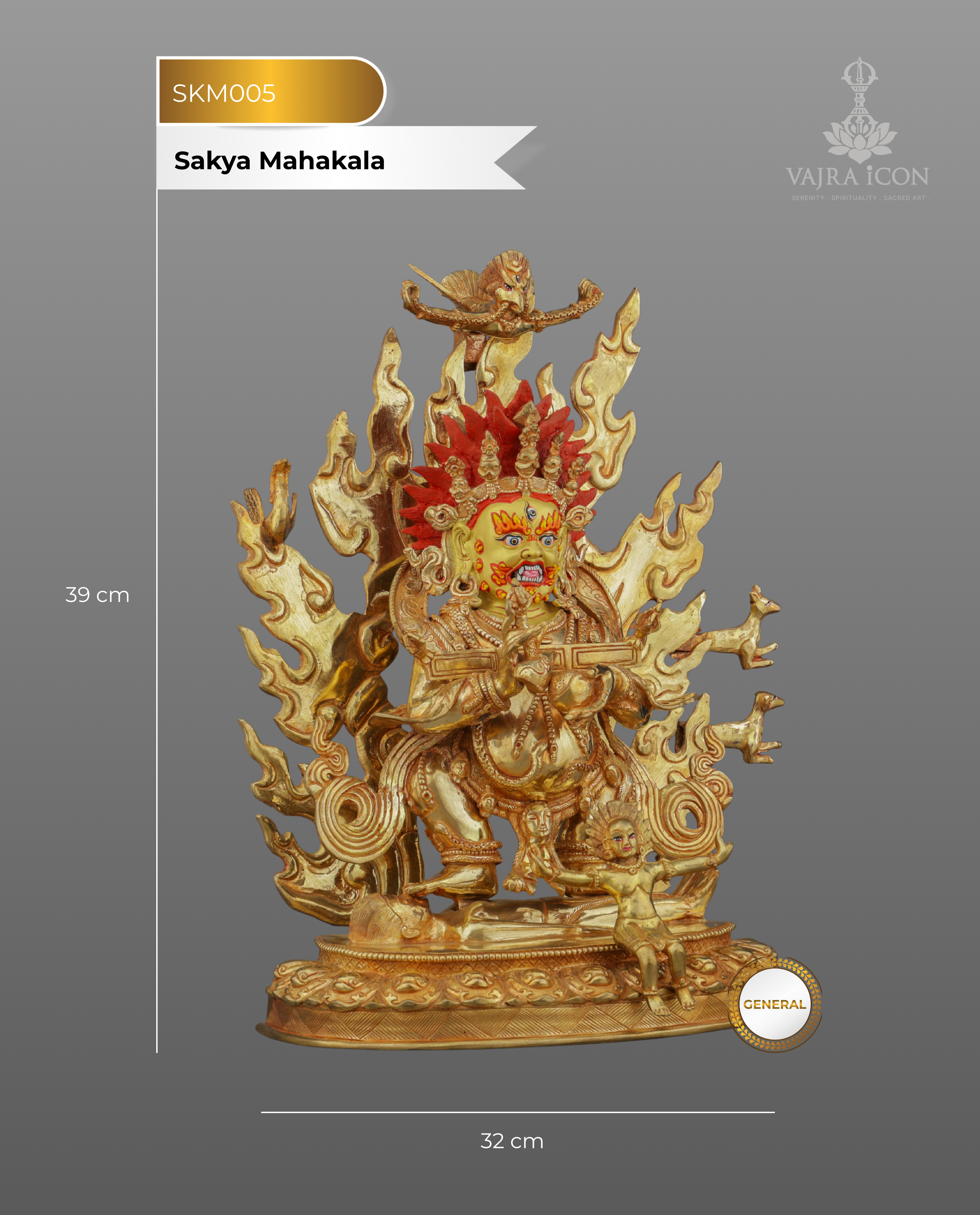 Sakya Mahakala Statue | Golden Guardian of Dharma in Fierce Compassionate Glory