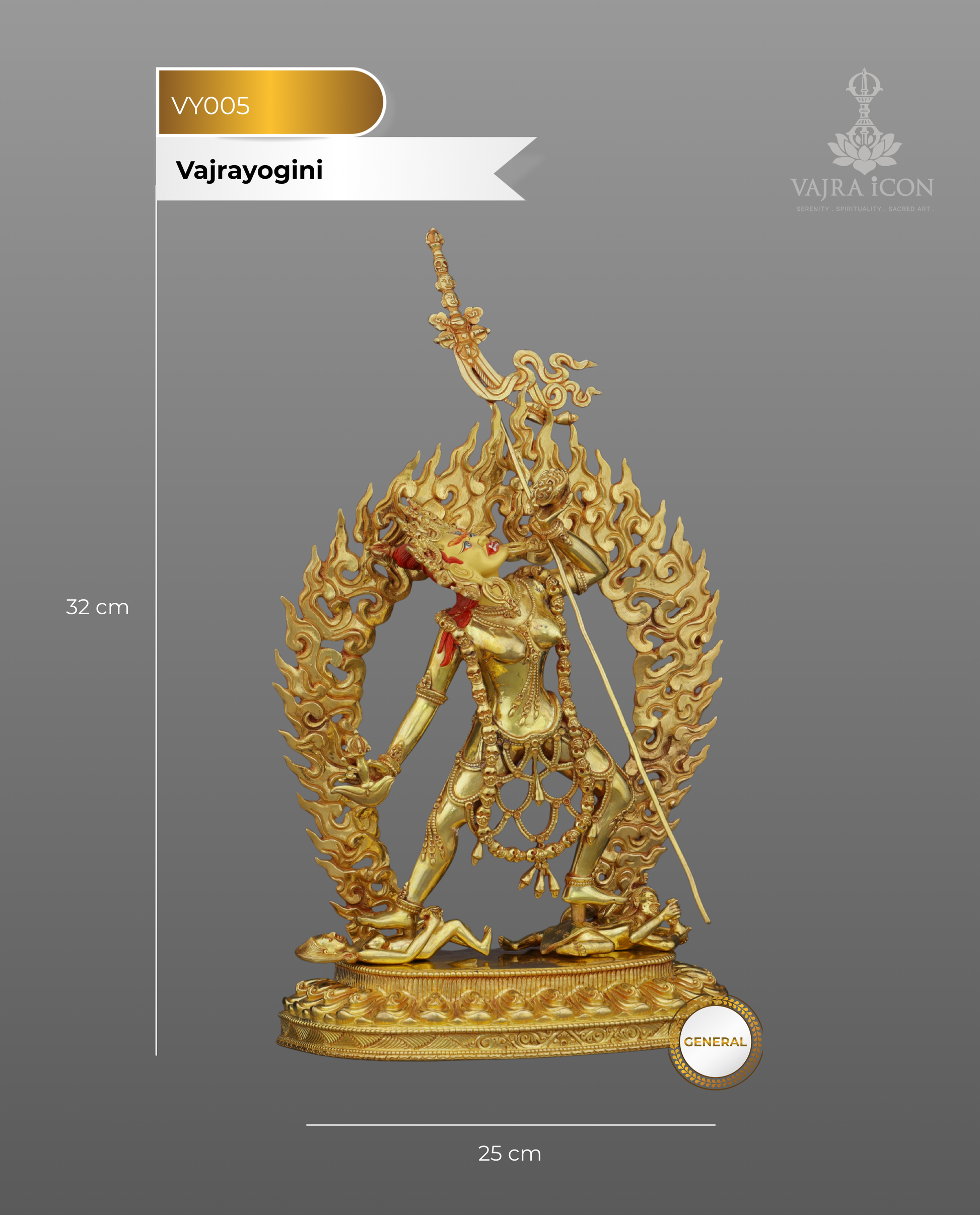 Exquisite Vajrayogini Statue | Embodiment of Blissful Wisdom in Sacred Gold - Authentic Handcrafted Statue
