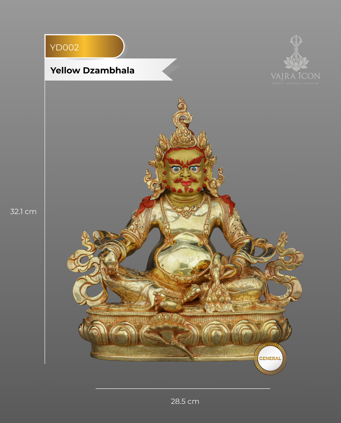 Golden Prosperity | Handcrafted Yellow Dzambhala Statue