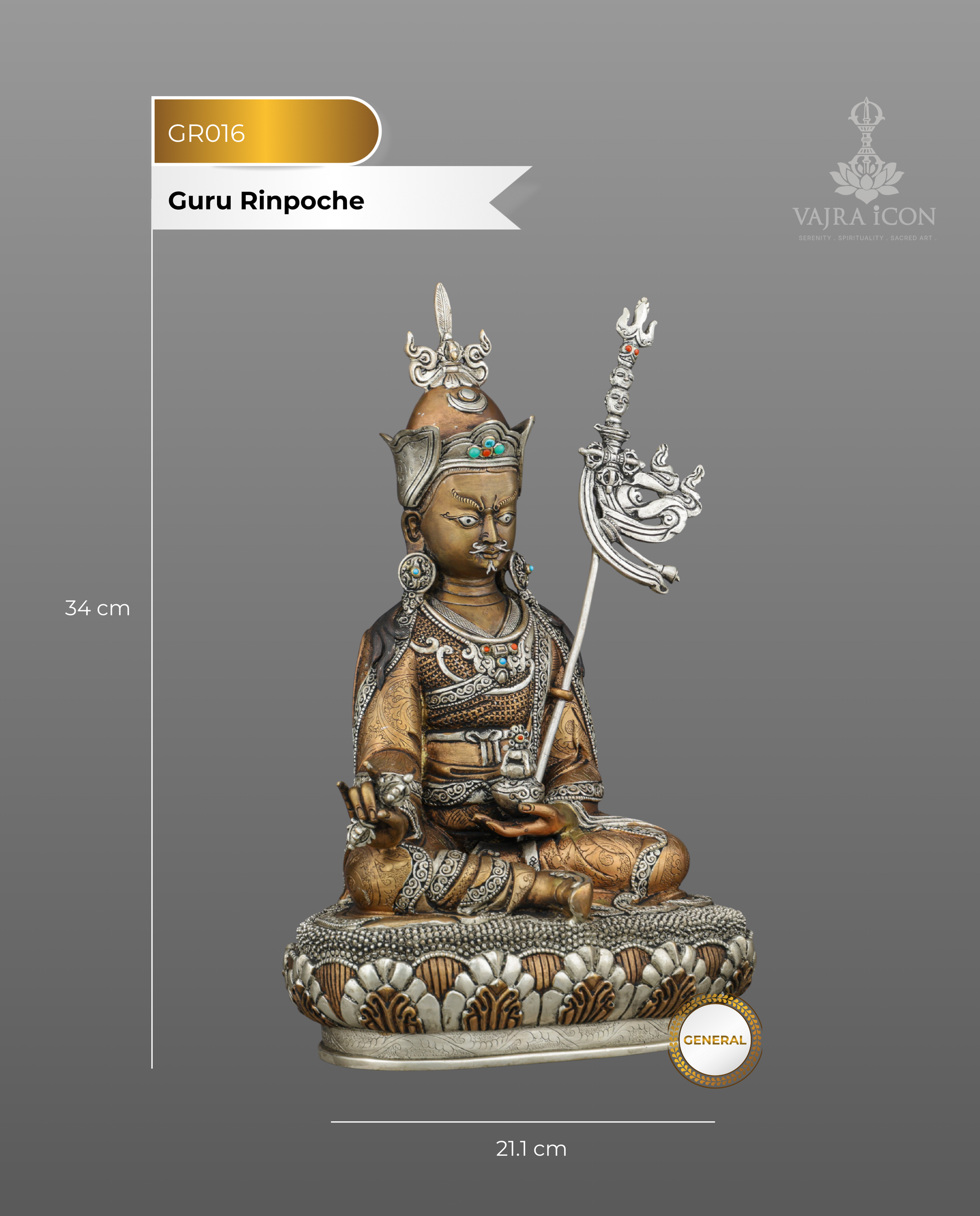 Invoke Divine Protection | Handcrafted Guru Rinpoche Statue - Authentic Handcrafted Statue