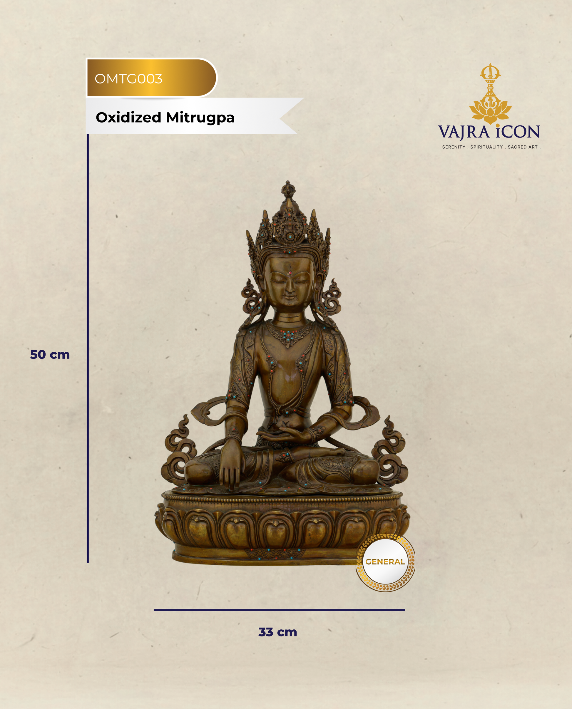 Crowned in Copper, Rooted in Power | Nepalese Oxidized Mitrugpa That Purifies Every Space - Authentic Handcrafted Statue