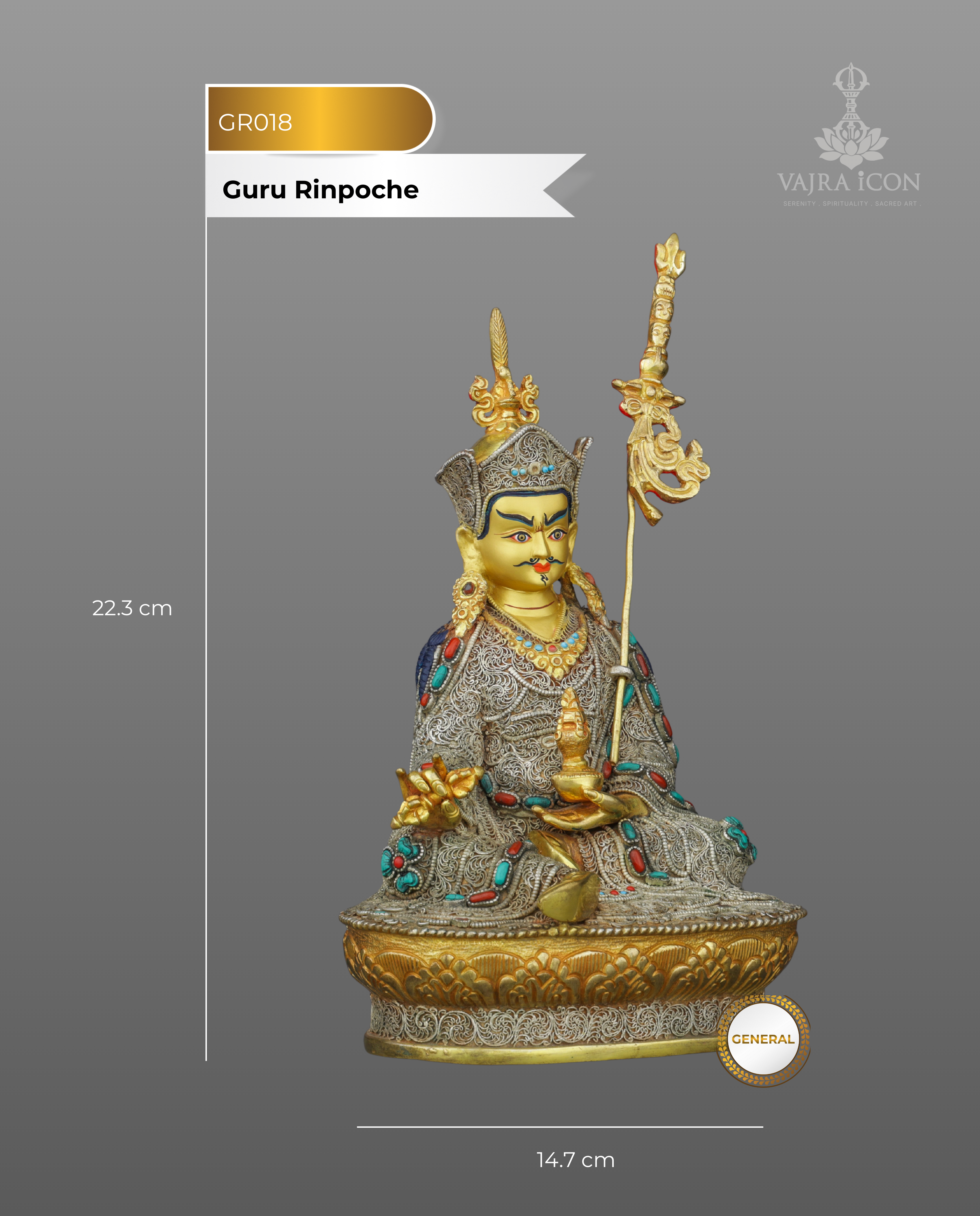 Exquisite Guru Rinpoche Statue | A Masterpiece of Nepalese Sacred Artistry