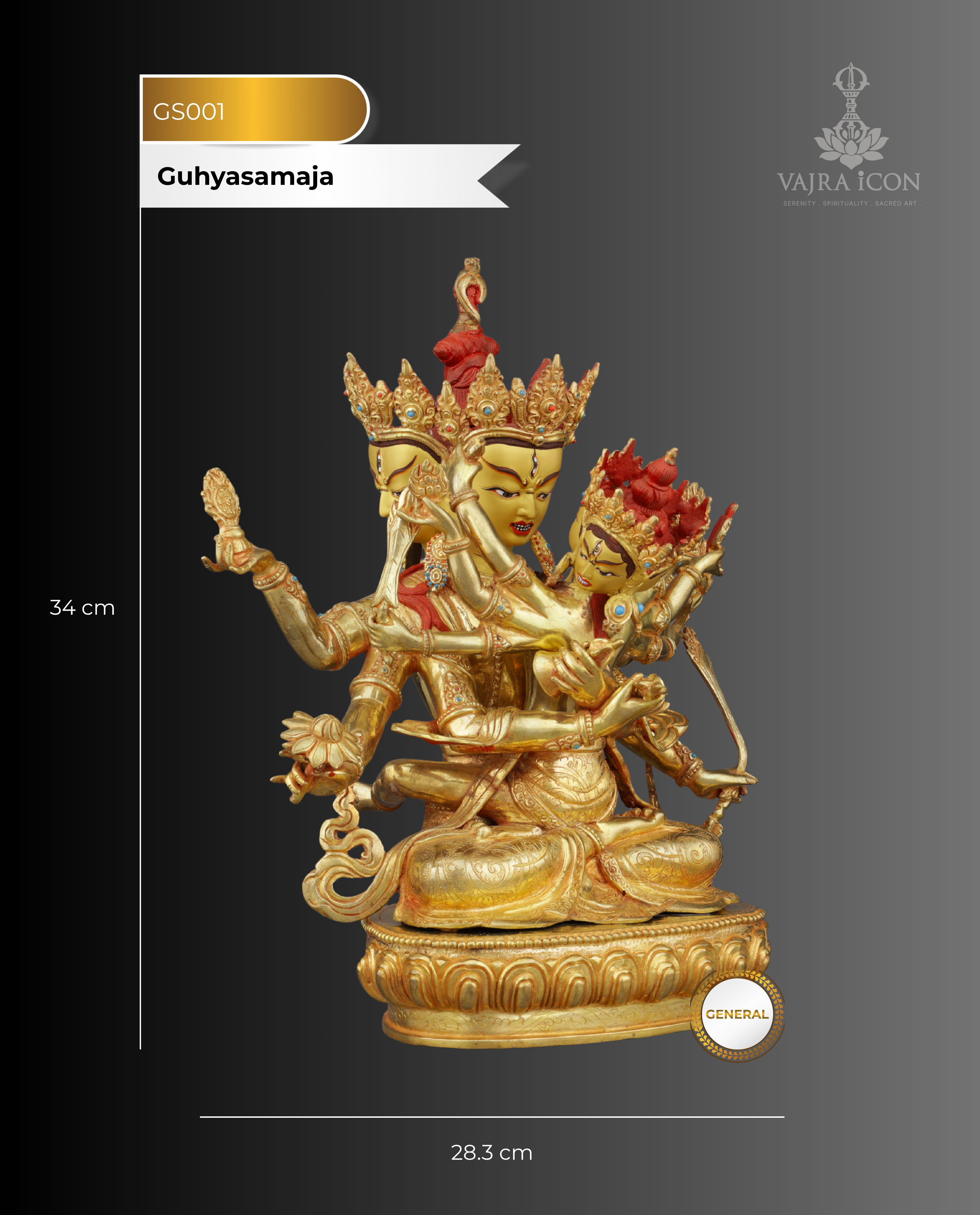 Supreme Union | Magnificent Nepalese Guhyasamaja Yab-Yum Statue in 24K Gold