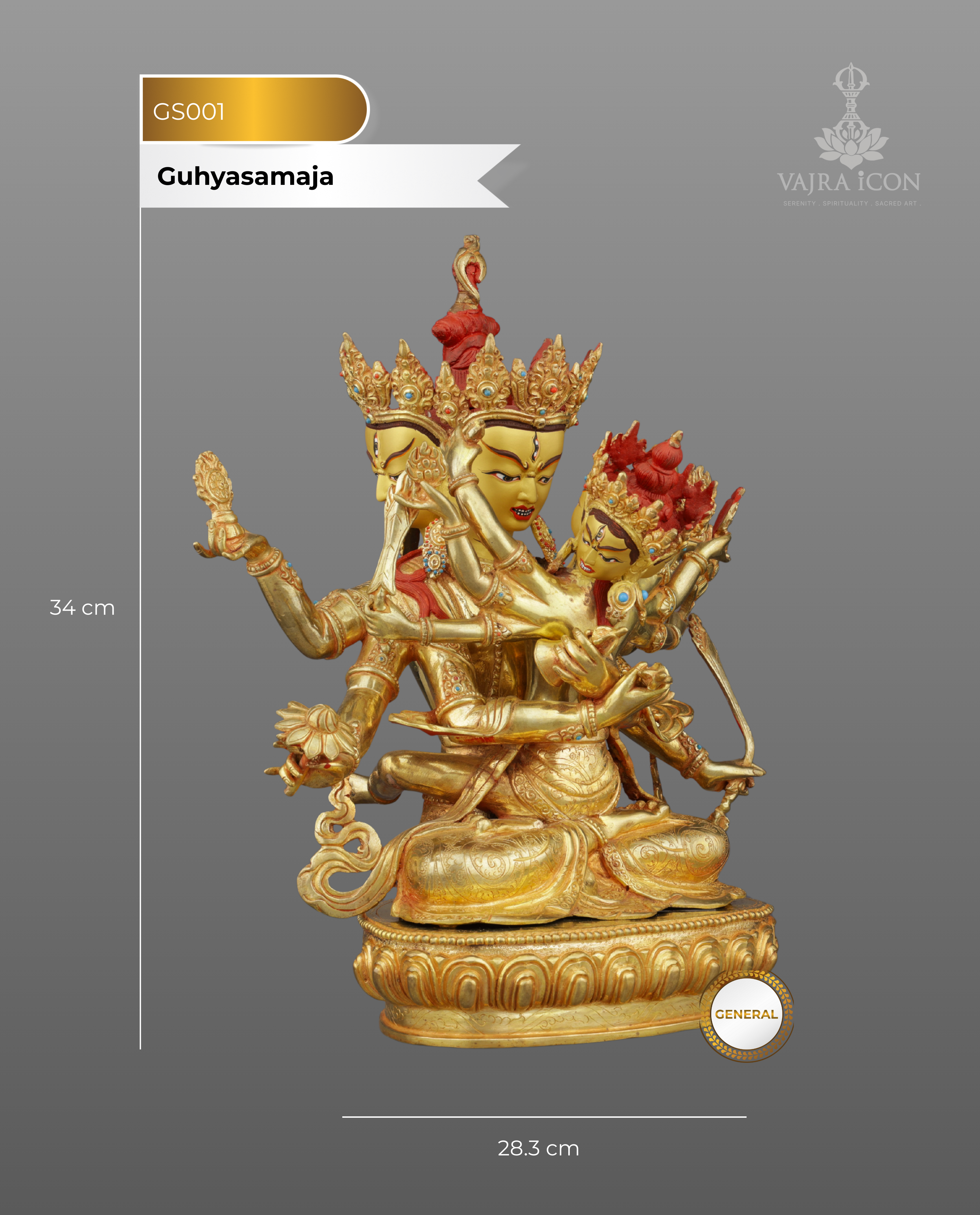 Supreme Union | Magnificent Nepalese Guhyasamaja Yab-Yum Statue in 24K Gold