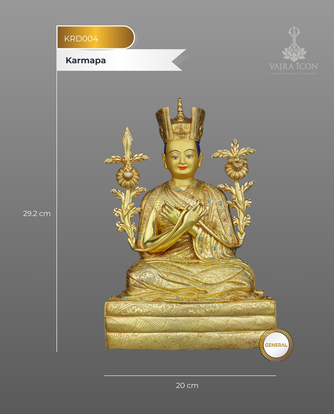 Radiant 24K Gold Gilded 16th Karmapa Statue | Living Legacy of Tibetan Buddhism