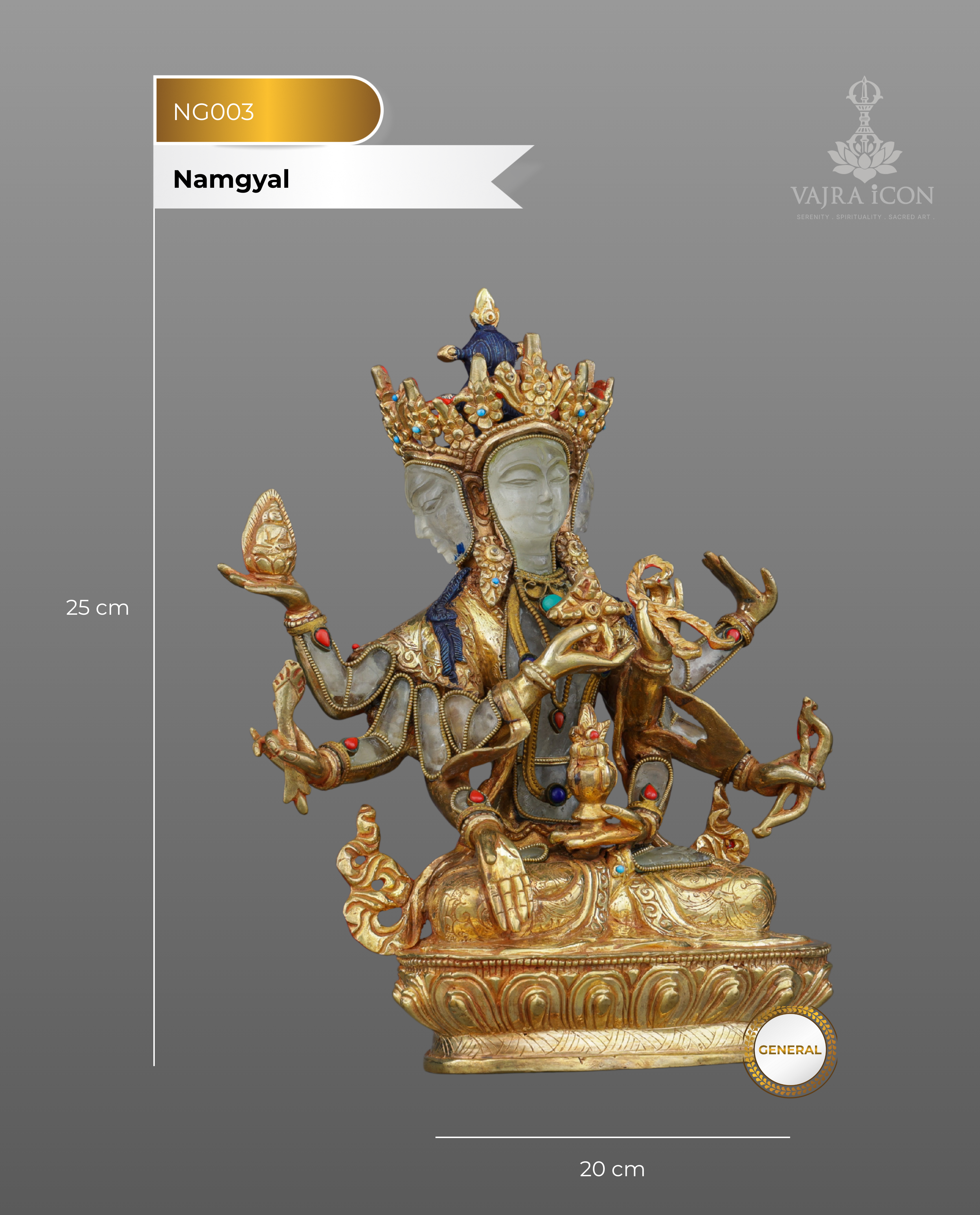 Crystal Namgyal Statue | Celestial Victory Over Death