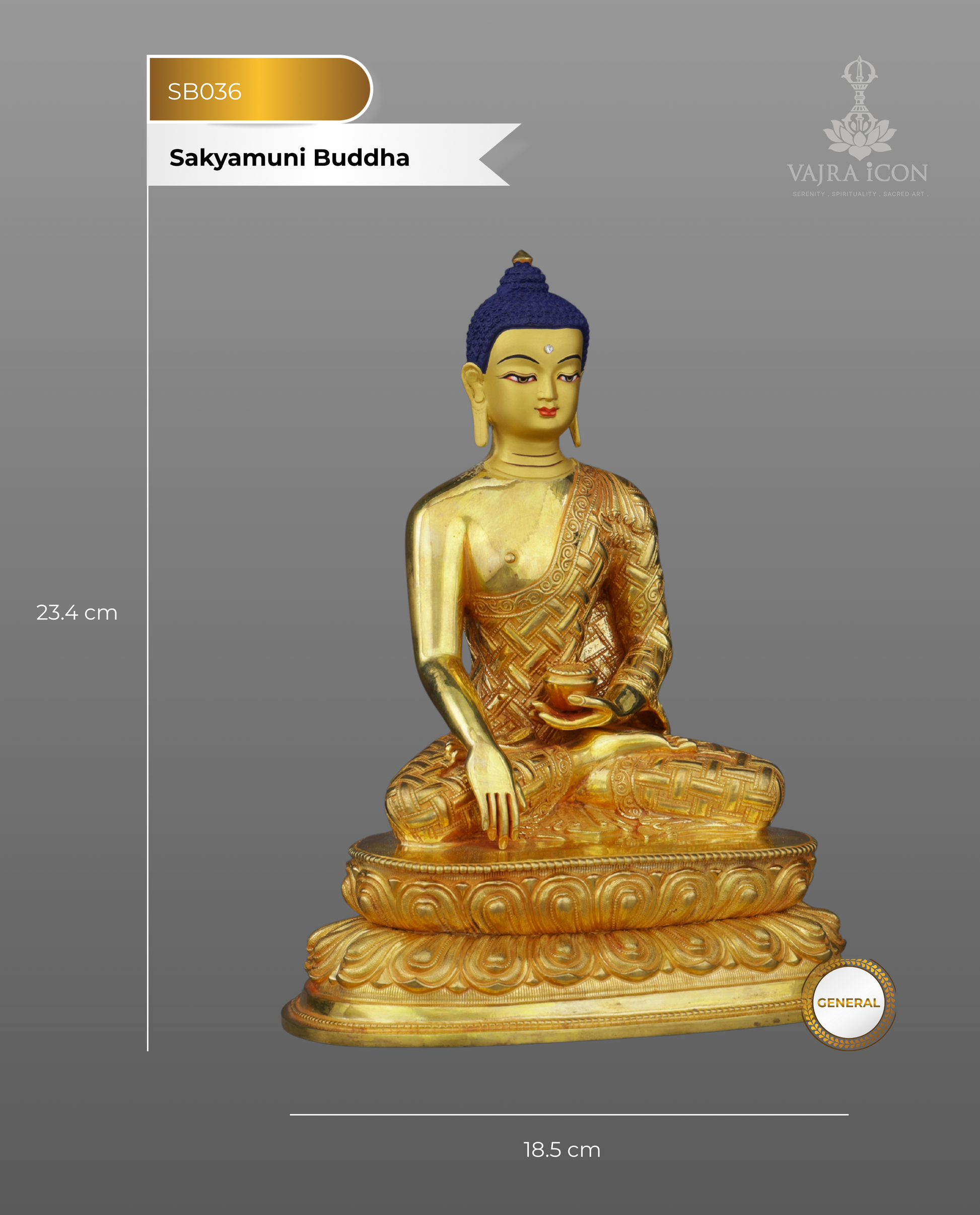 Radiant Enlightenment | Handcrafted Nepalese Sakyamuni Buddha Statue in 24K Gold - Authentic Handcrafted Statue