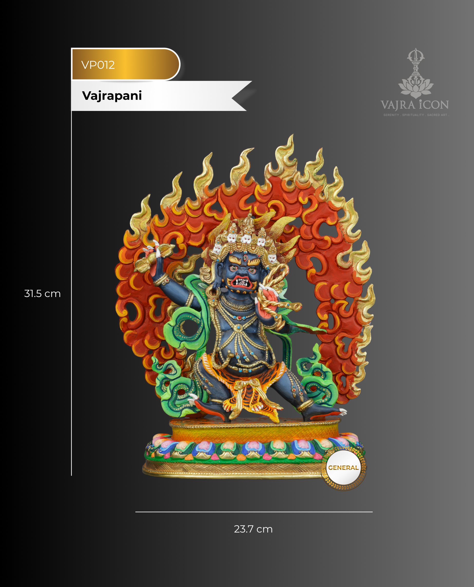 Magnificent Gold-Plated Vajrapani Statue | Guardian of Spiritual Power and Protection - Authentic Handcrafted Statue