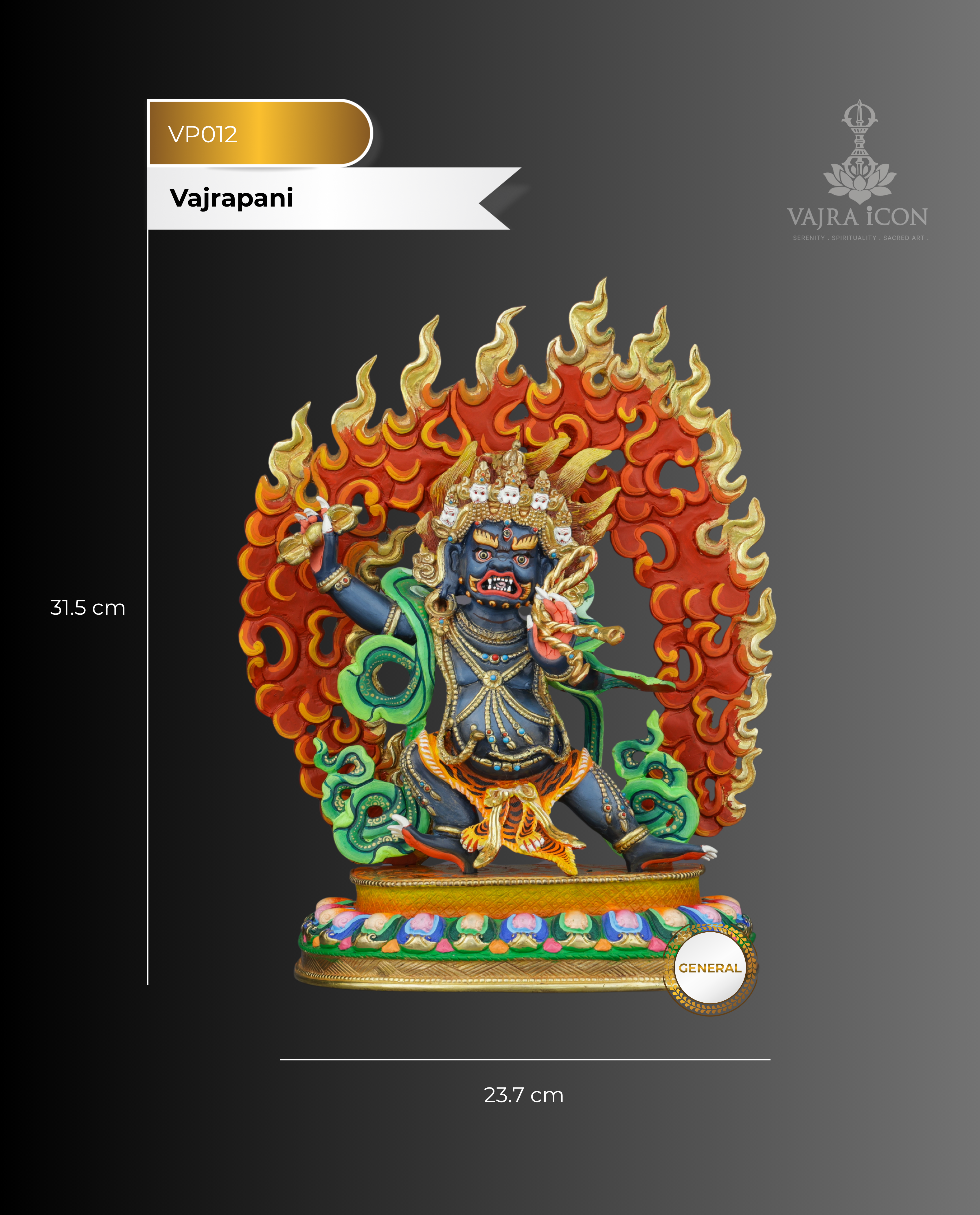 Magnificent Gold-Plated Vajrapani Statue | Guardian of Spiritual Power and Protection