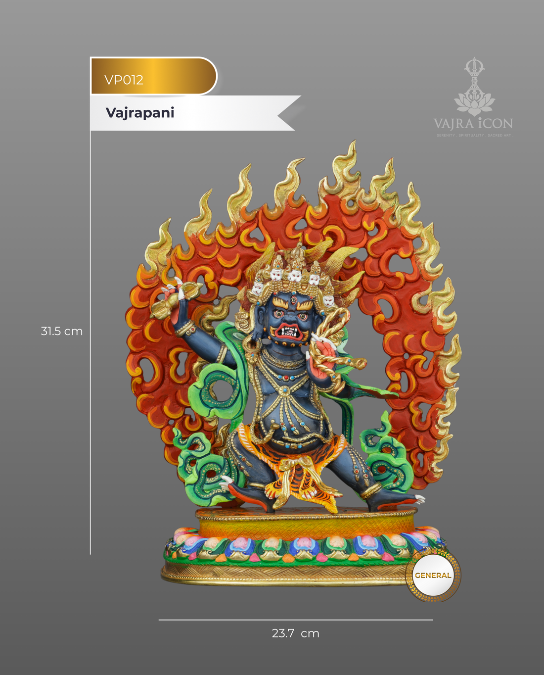 Magnificent Gold-Plated Vajrapani Statue | Guardian of Spiritual Power and Protection