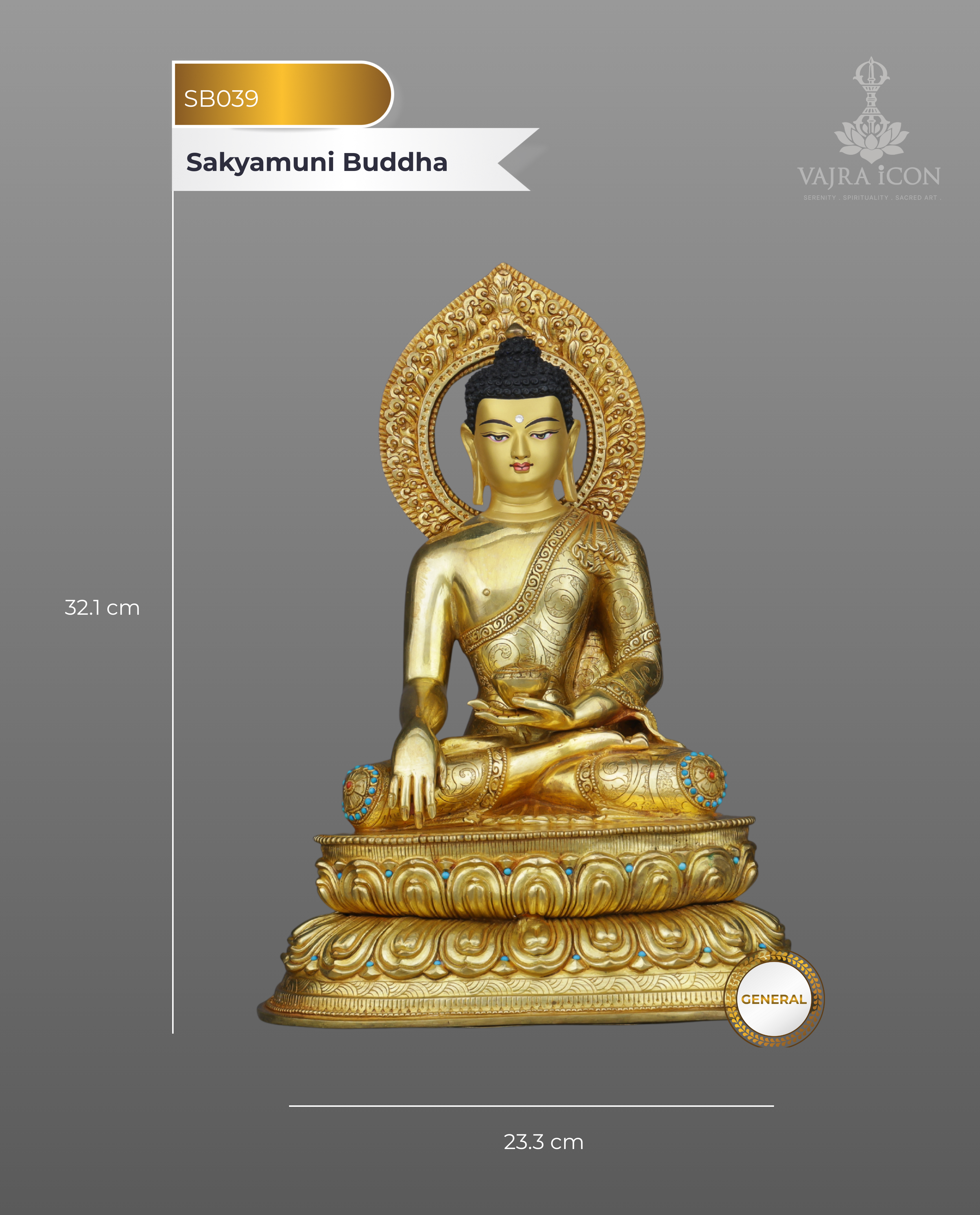 Radiant 24K Gold Sakyamuni Buddha Statue | Authentic Nepalese Enlightenment Sculpture
