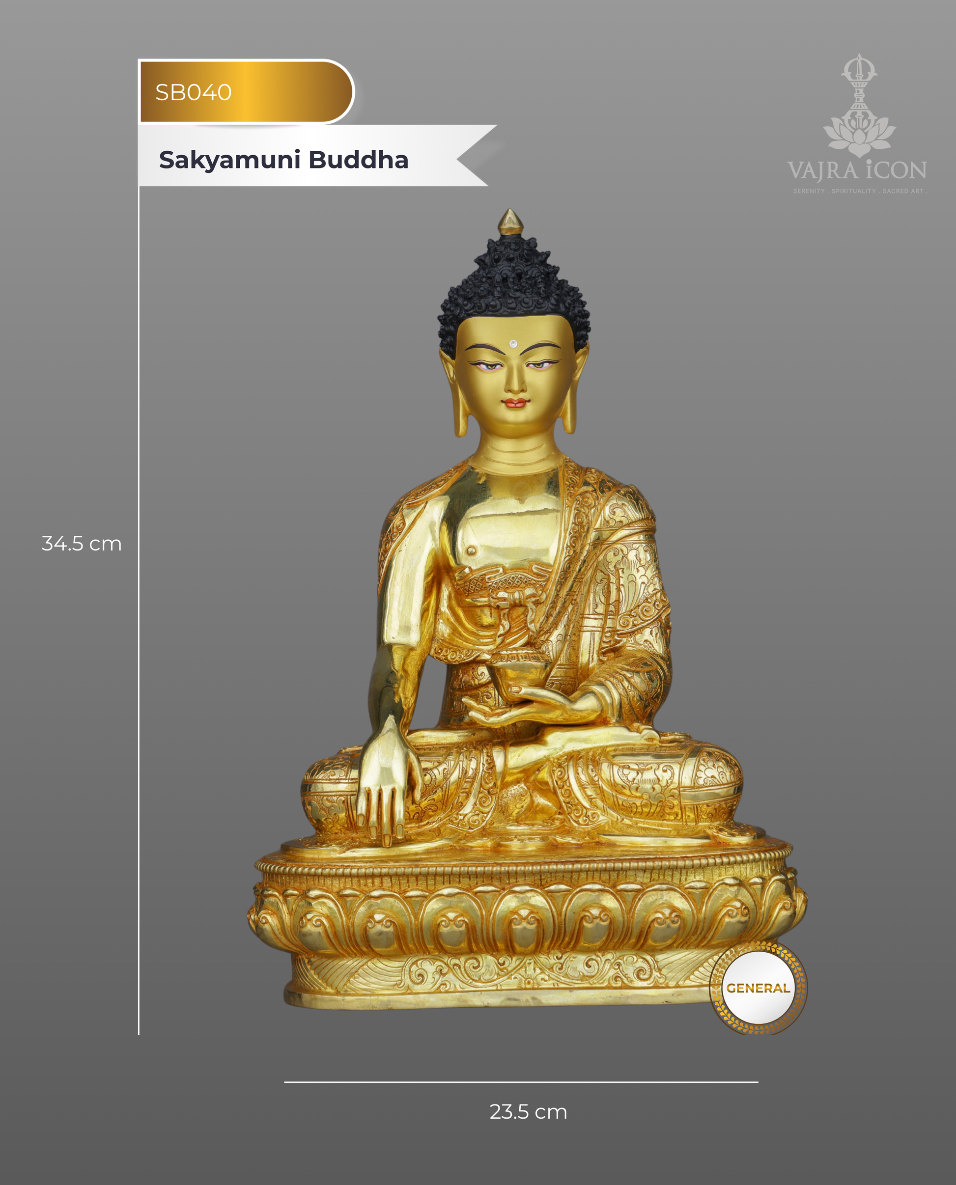 Magnificent 24K Gold Sakyamuni Buddha Statue | Premium Nepalese Sacred Art - Authentic Handcrafted Statue