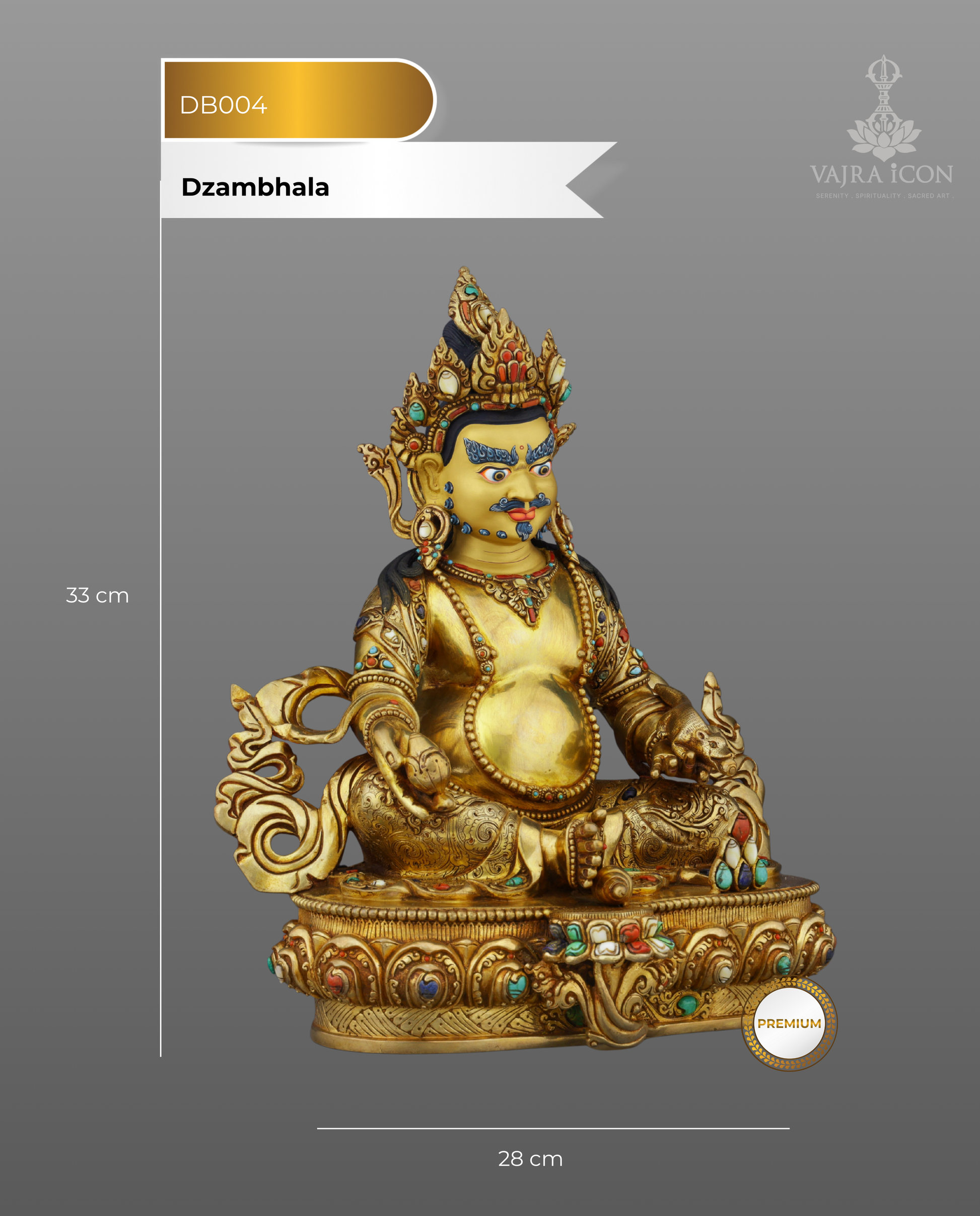 Handcrafted Nepalese Dzambhala Statue | Wealth Deity in Golden Splendor - Authentic Handcrafted Statue