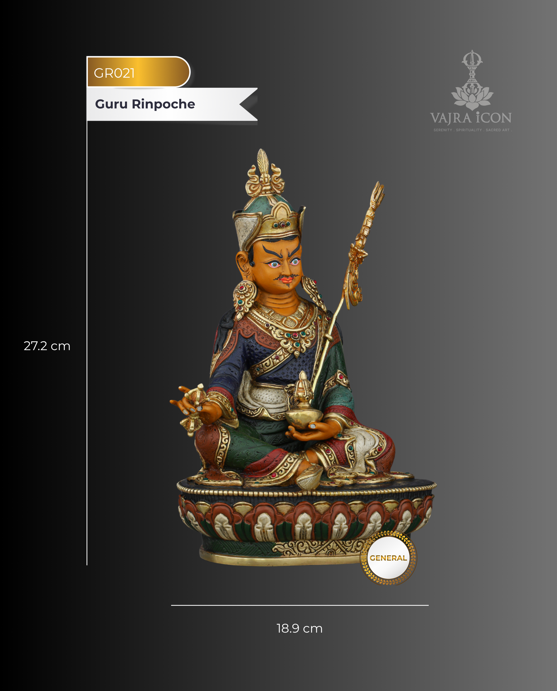 Sacred Guru Rinpoche Statue | Handcrafted Tibetan Buddhist Treasure - Authentic Handcrafted Statue