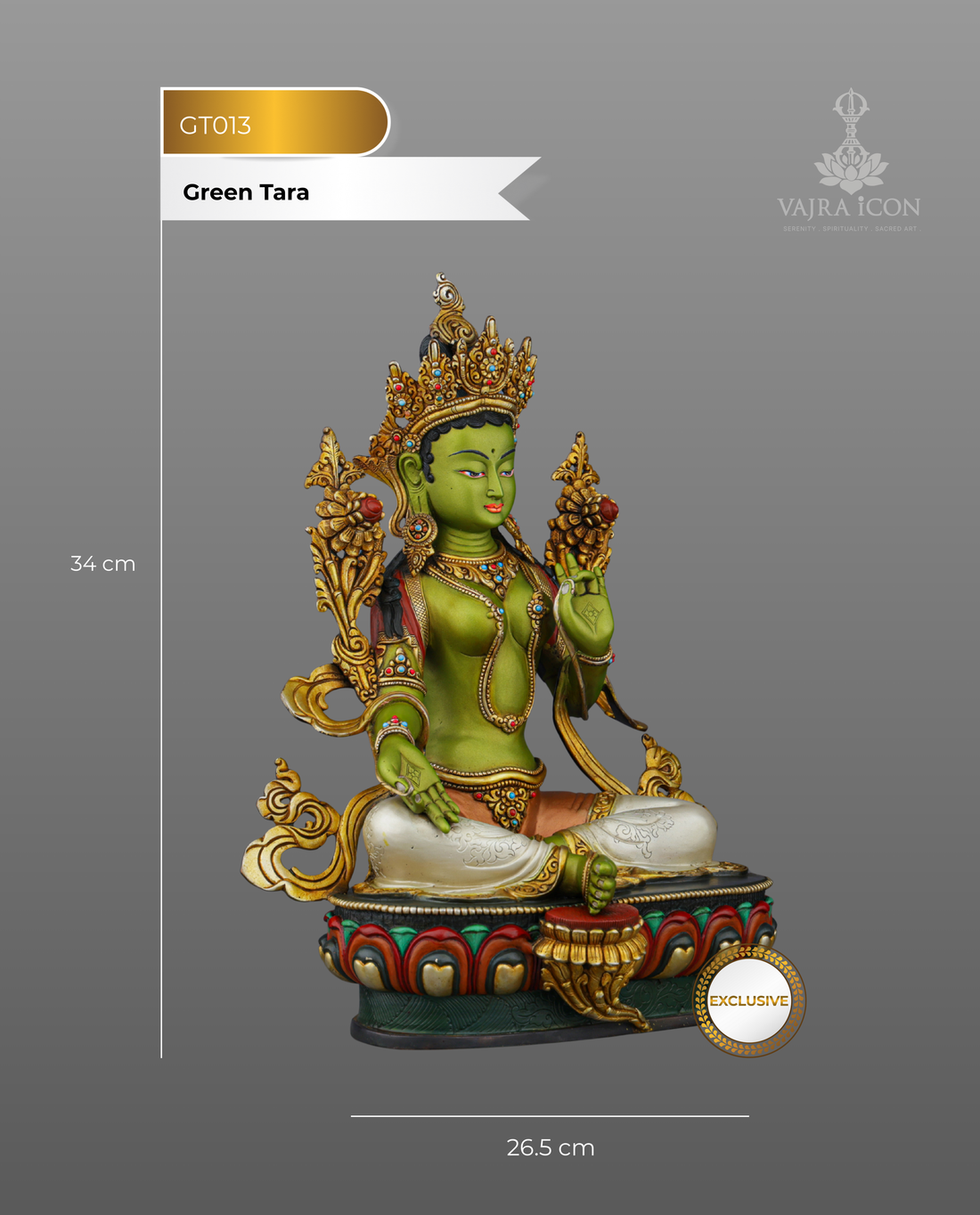 Vibrant Gold-Plated Green Tara Statue | Nepal's Compassionate Mother of Swift Liberation - Handcrafted Buddhist Statue - Authentic Sacred Art