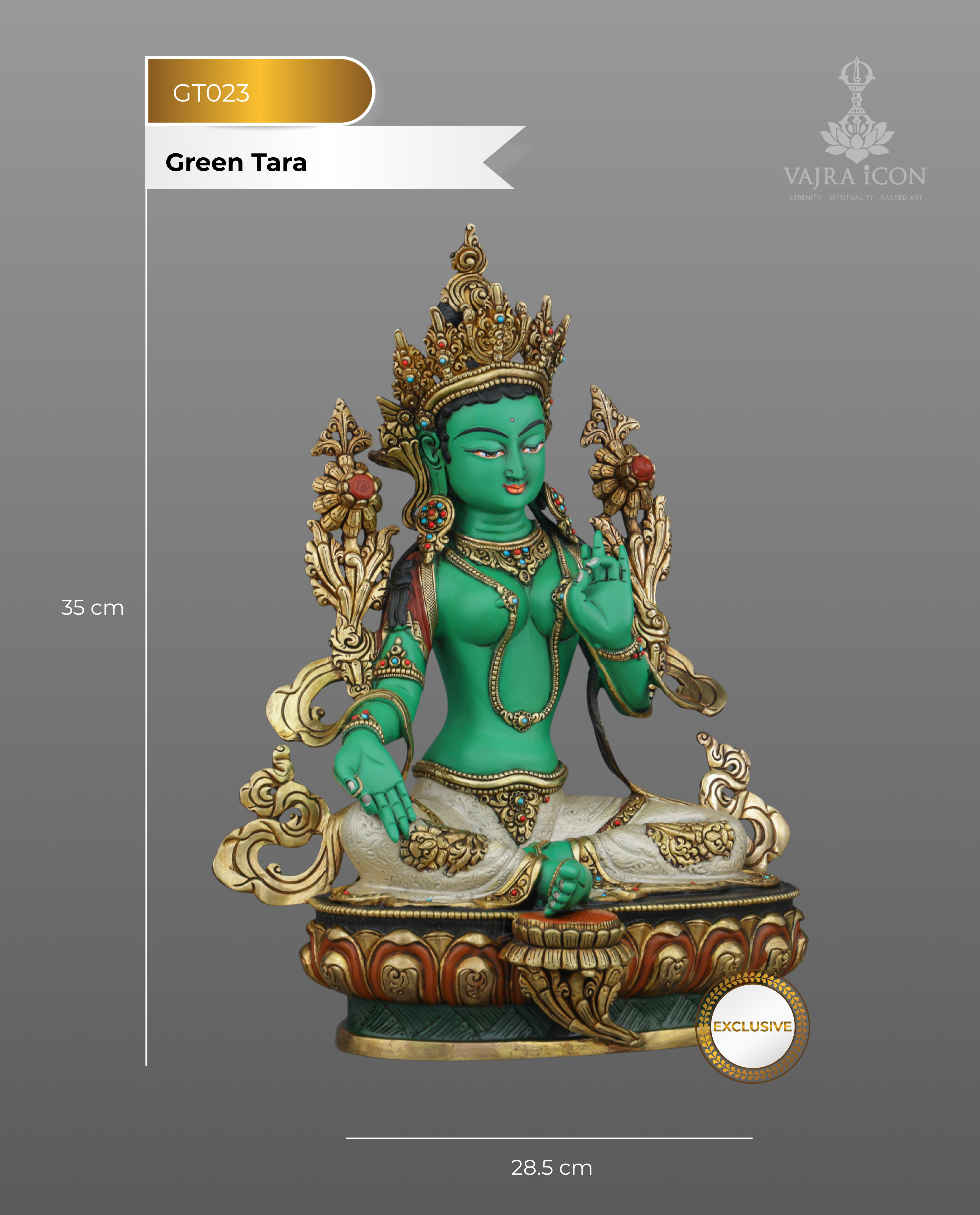 Divine Grace in Emerald Splendor | Handcrafted Green Tara Statue from Nepal