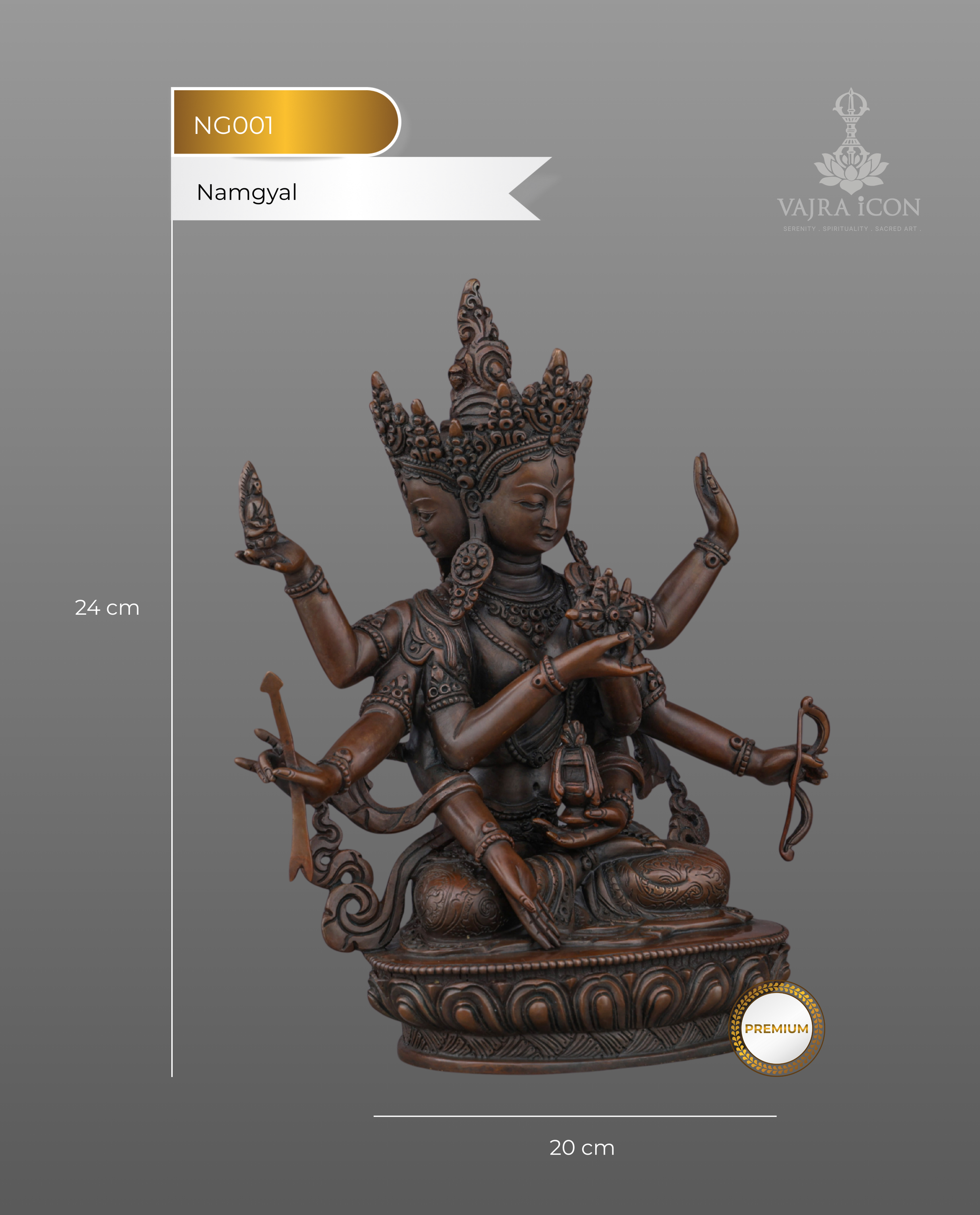 Powerful Oxidized Namgyal Statue | Victorious Deity of Ultimate Triumph - Authentic Handcrafted Statue