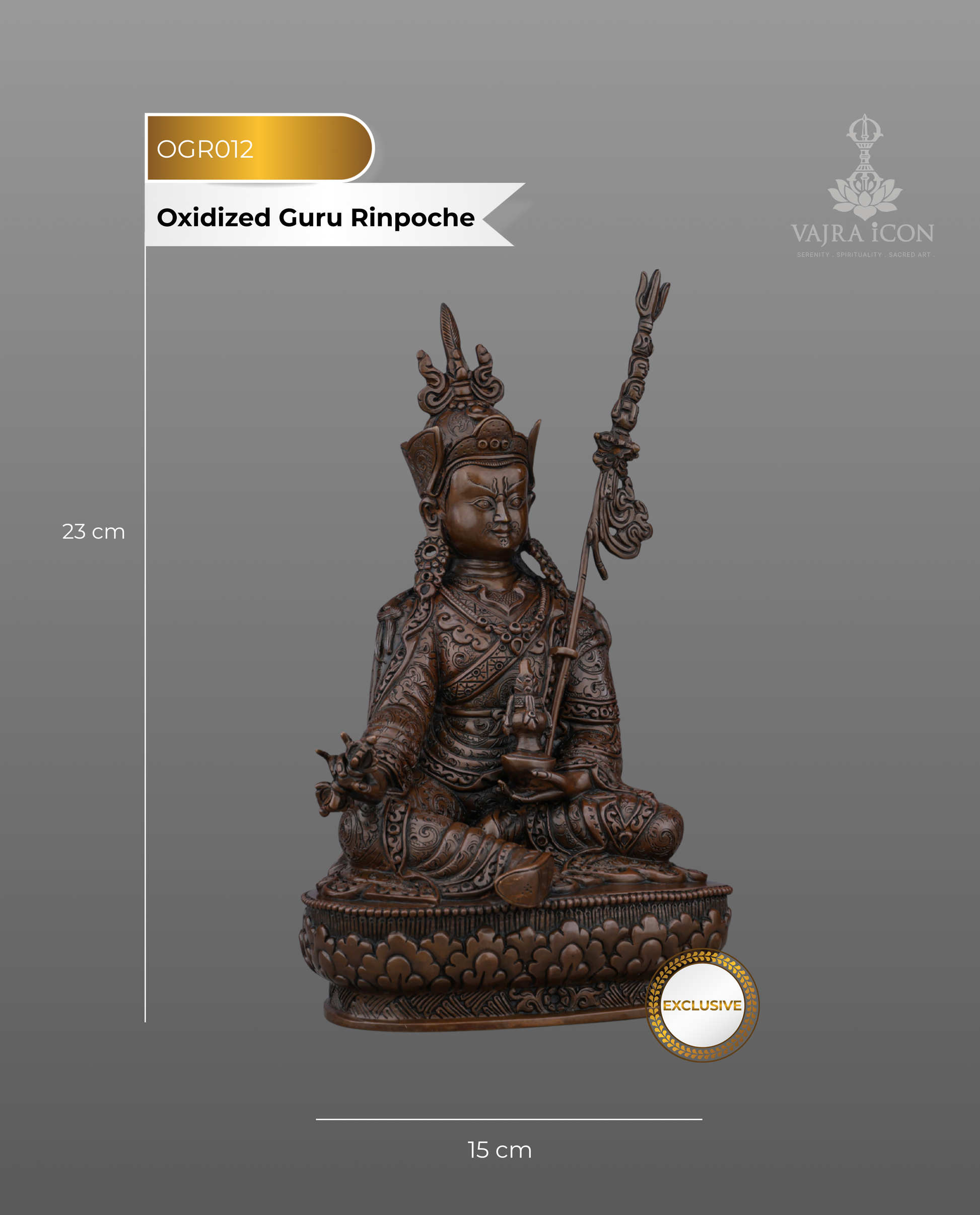 Oxidized Guru Rinpoche Statue | The Precious Master of Tantric Power - Authentic Handcrafted Statue