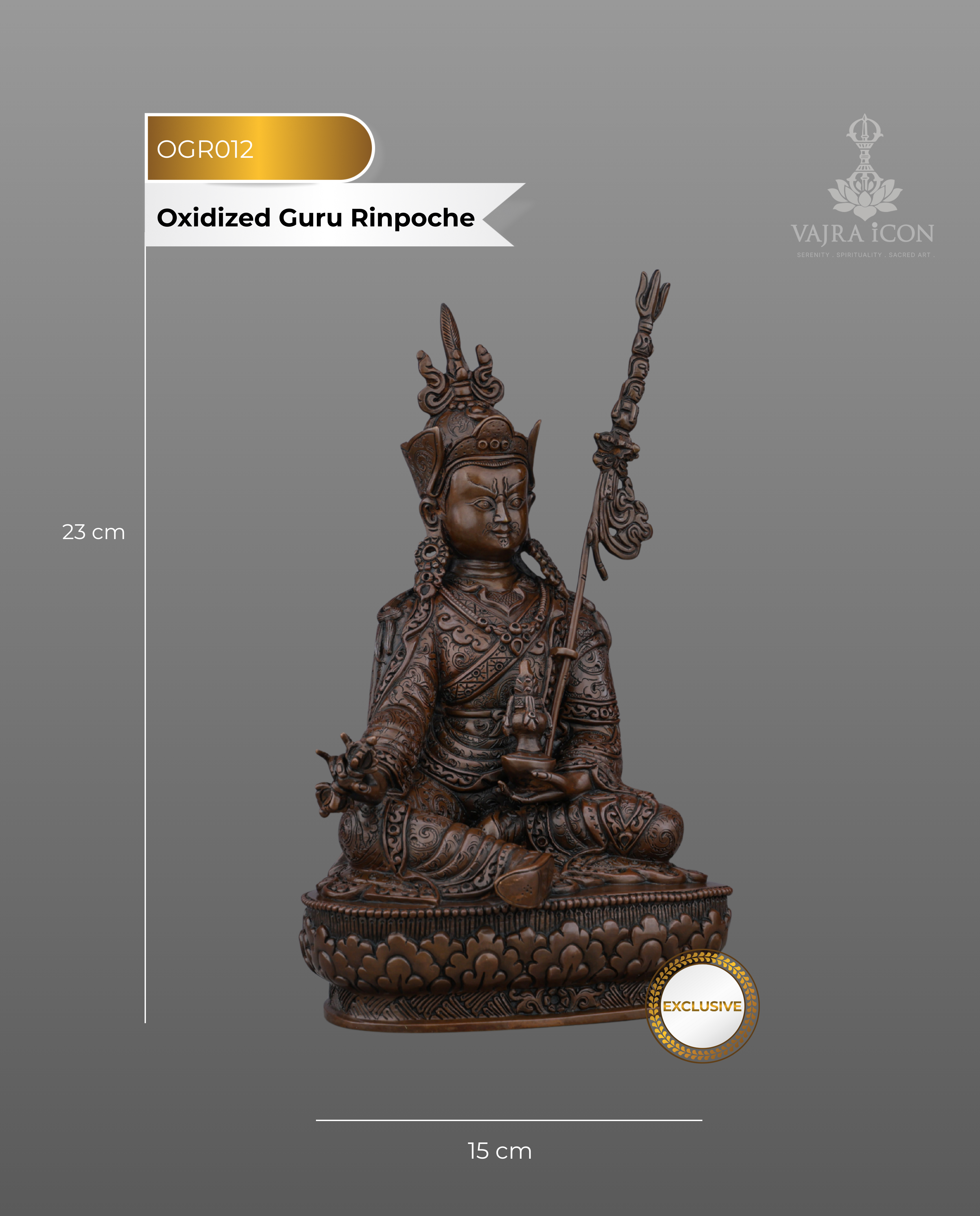 Oxidized Guru Rinpoche Statue | The Precious Master of Tantric Power