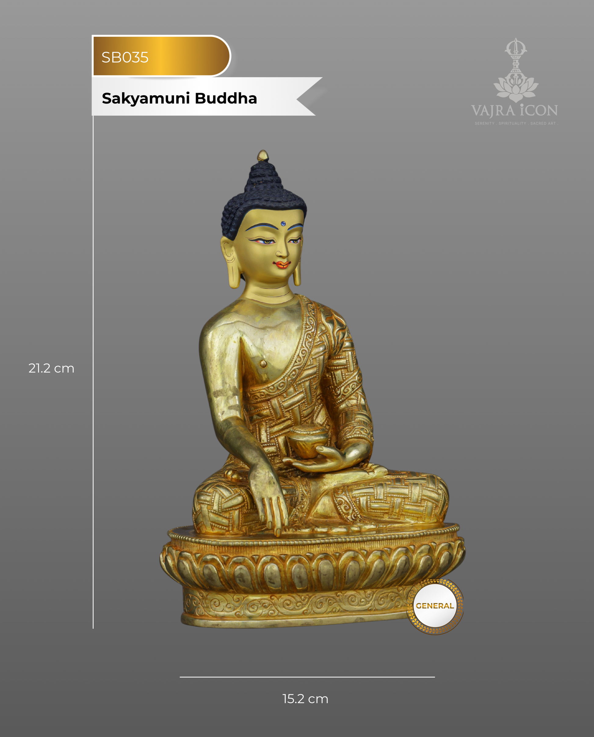 Luminous Peace | Handcrafted Sakyamuni Buddha Statue - Authentic Handcrafted Statue