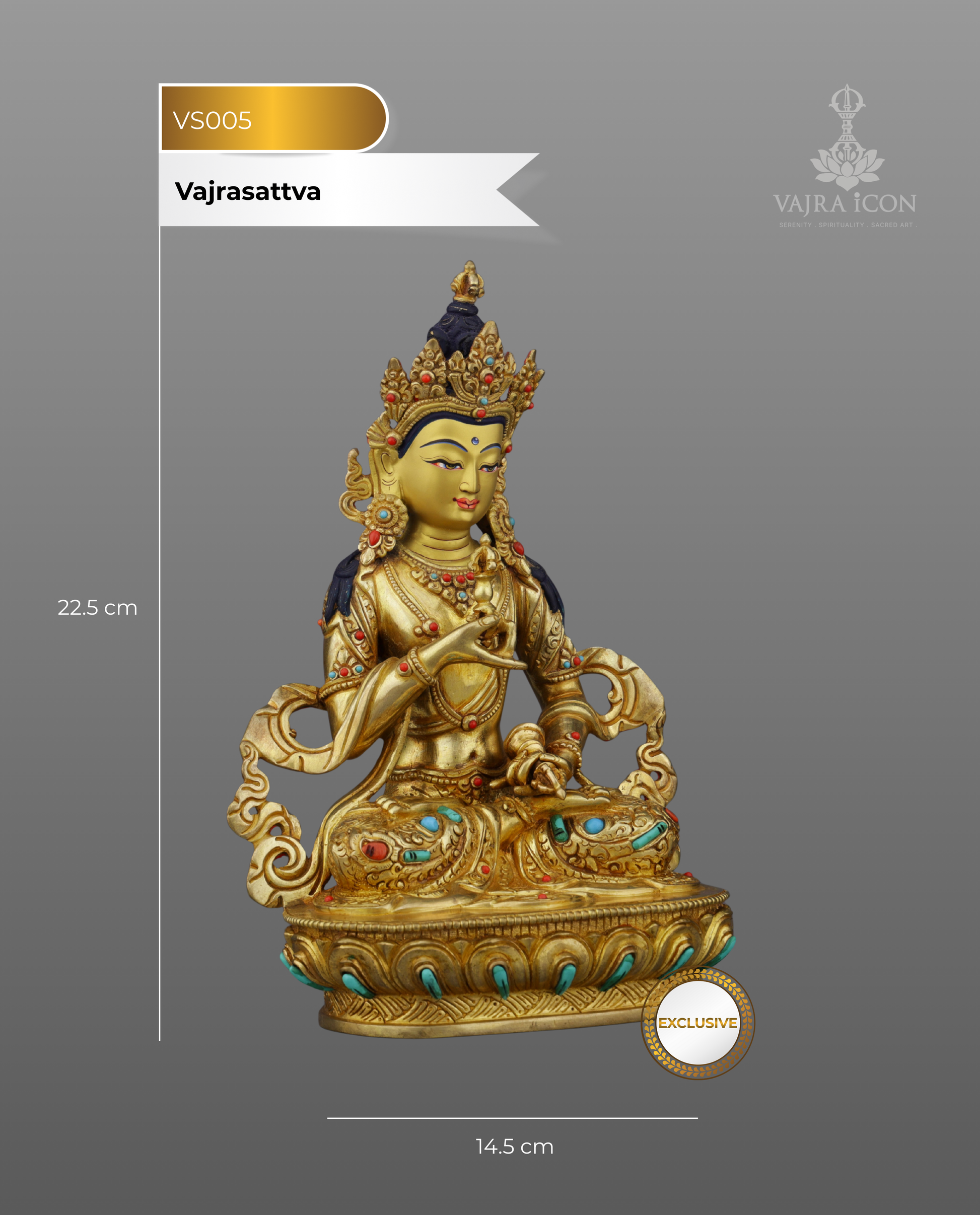 Exquisite 24K Gold Gilded Vajrasattva Statue | Sacred Buddhist Deity of Purification - Authentic Handcrafted Statue