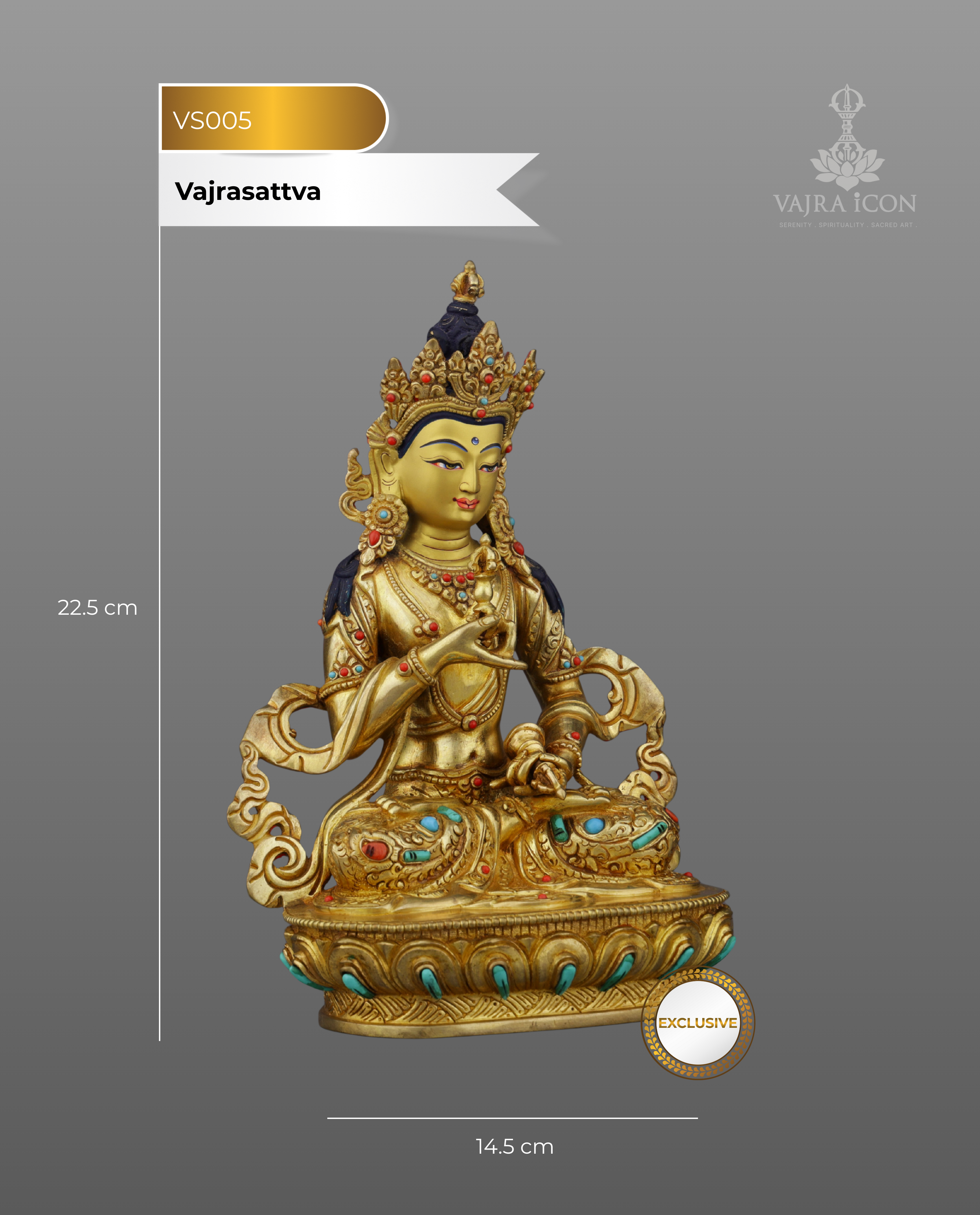 Exquisite 24K Gold Gilded Vajrasattva Statue | Sacred Buddhist Deity of Purification