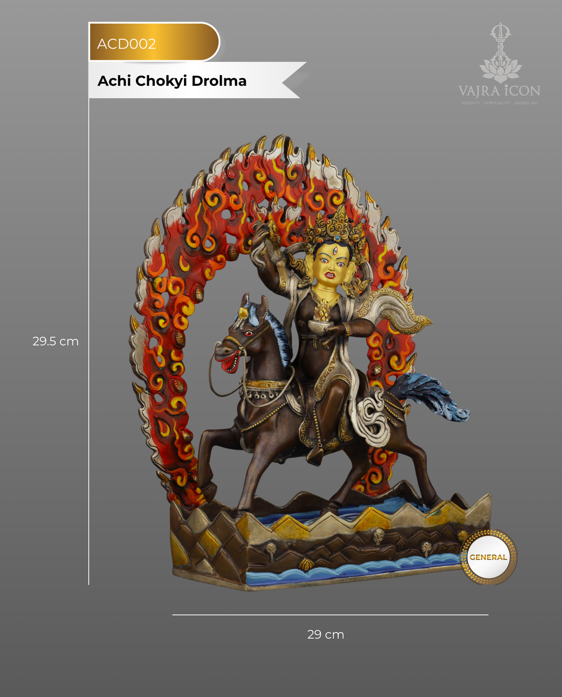 Oxidized Achi Chokyi Drolma Statue | Handcrafted Tibetan Buddhist Dharma Protector