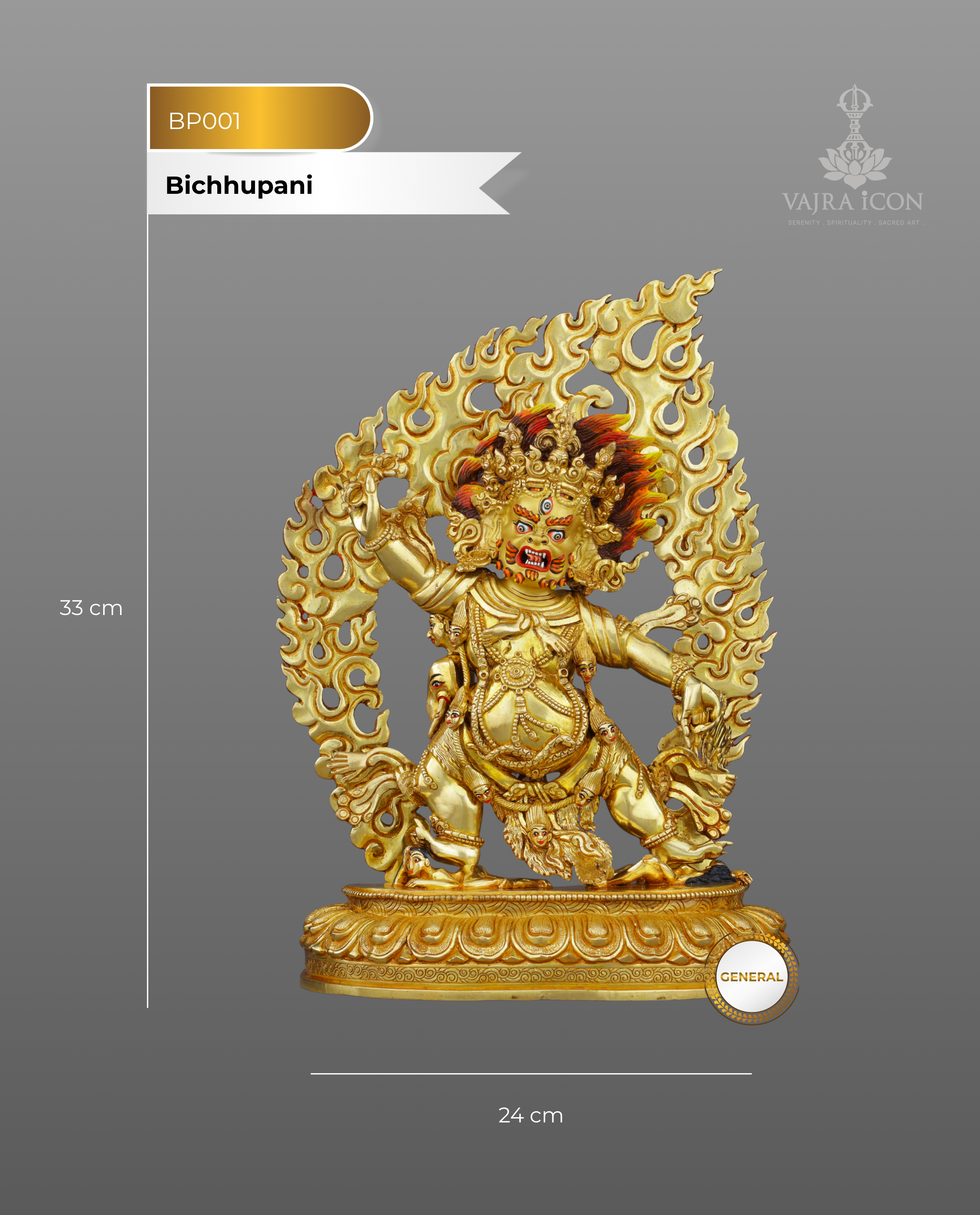 Fierce Compassion | Spectacular 24K Gold Bichhupani Statue