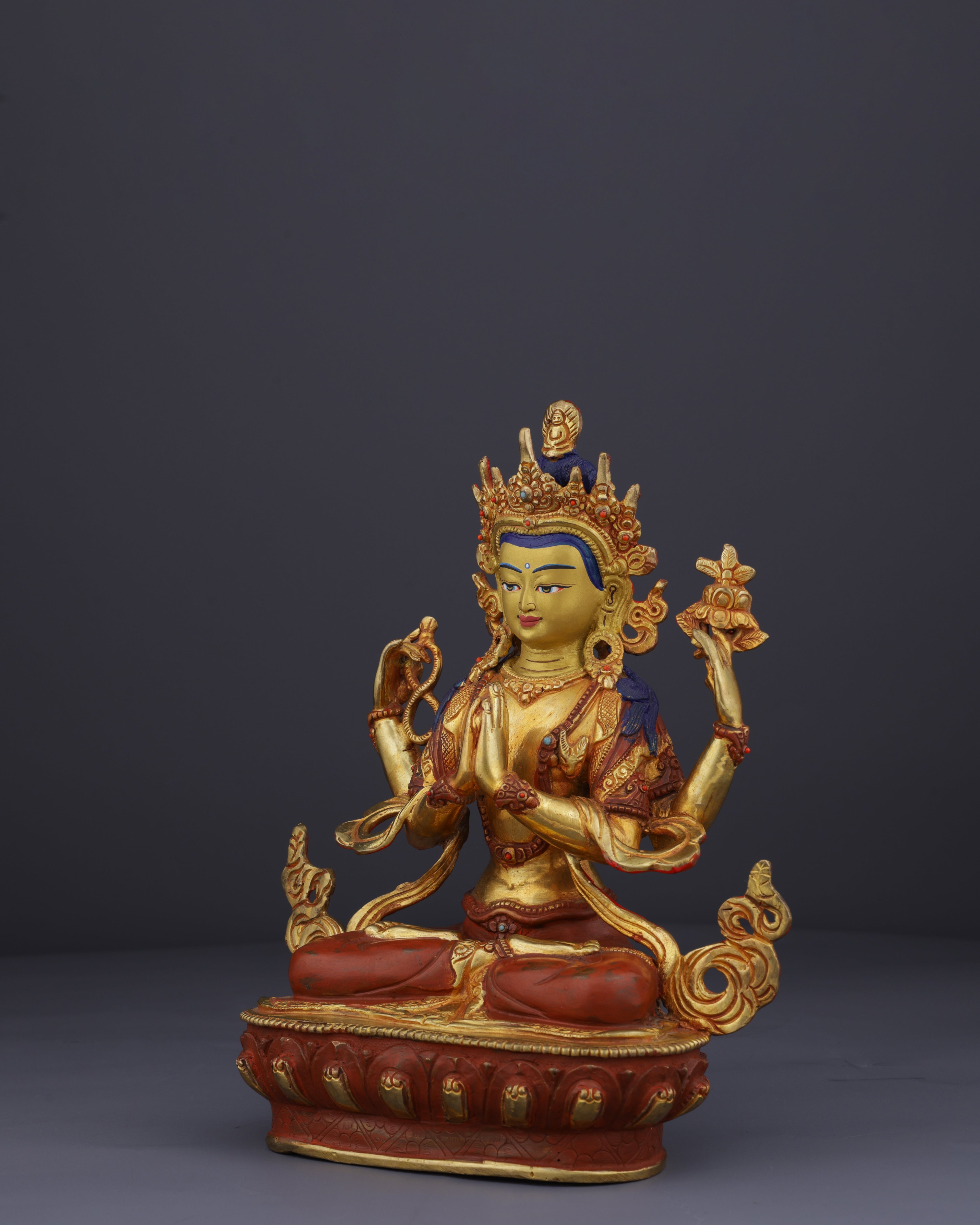 Divine Compassion | Handcrafted Nepalese Chengresi Statue