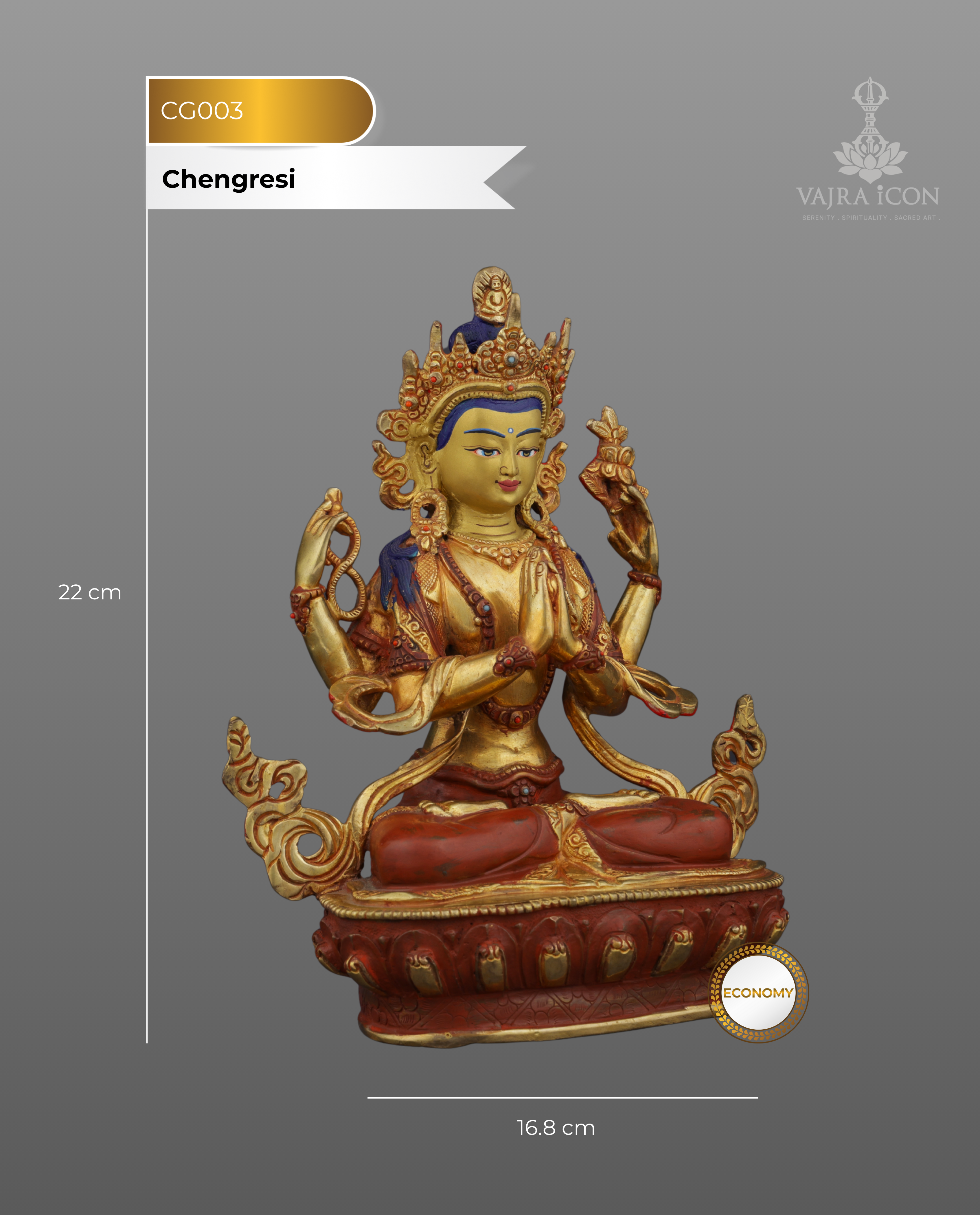 Divine Compassion | Handcrafted Nepalese Chengresi Statue