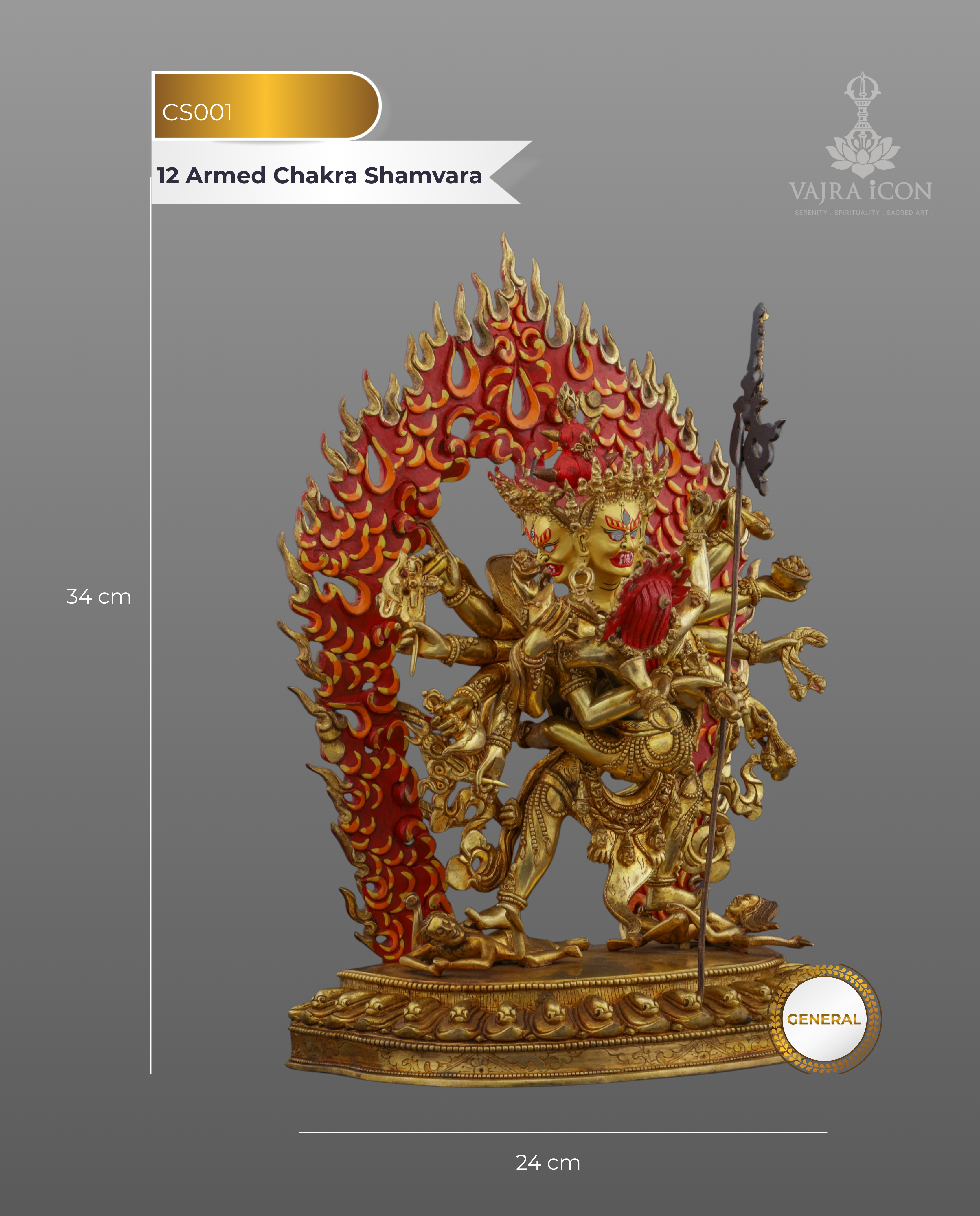 The Divine Embrace | Nepalese Handmade 12-Armed Chakrasamvara Statue