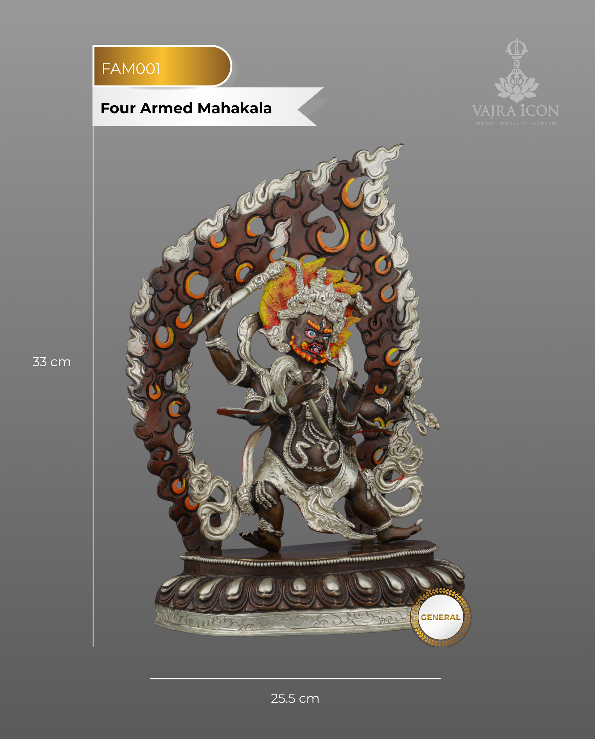 Four Armed Mahakala Statue | The Supreme Protector of Dharma - Authentic Handcrafted Statue