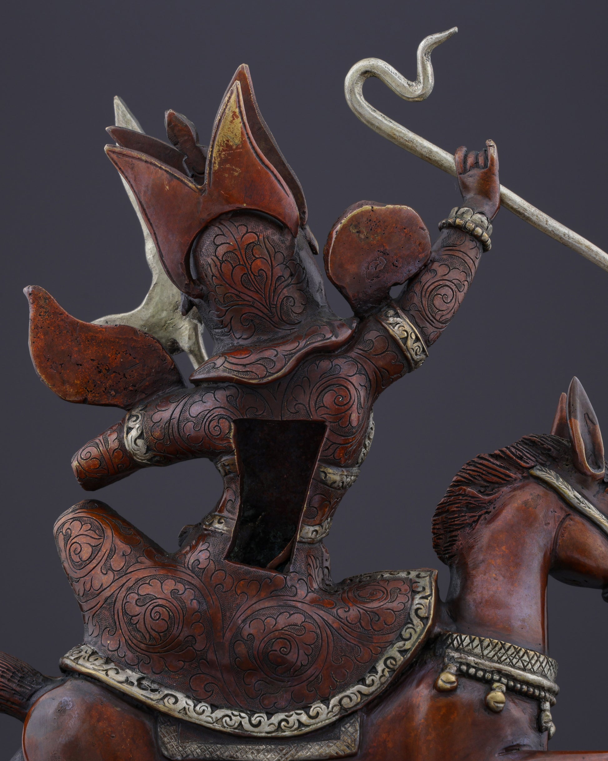 Legendary Protector of Tibet | Handcrafted Nepalese Oxidized King Gesar Statue - Authentic Handcrafted Statue